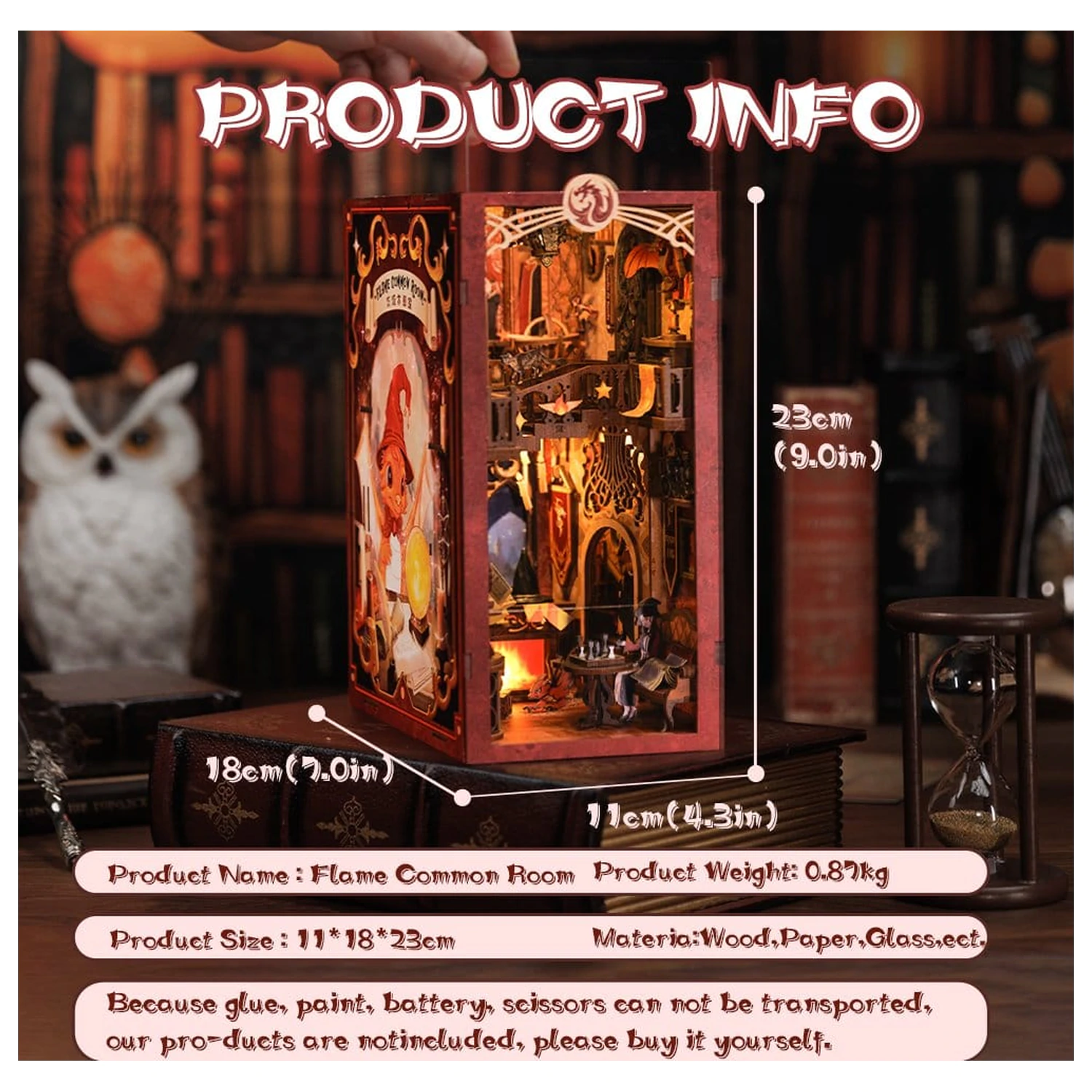 Book Nook Flame Common Room 23 x 11 Zentimeter Produktfoto