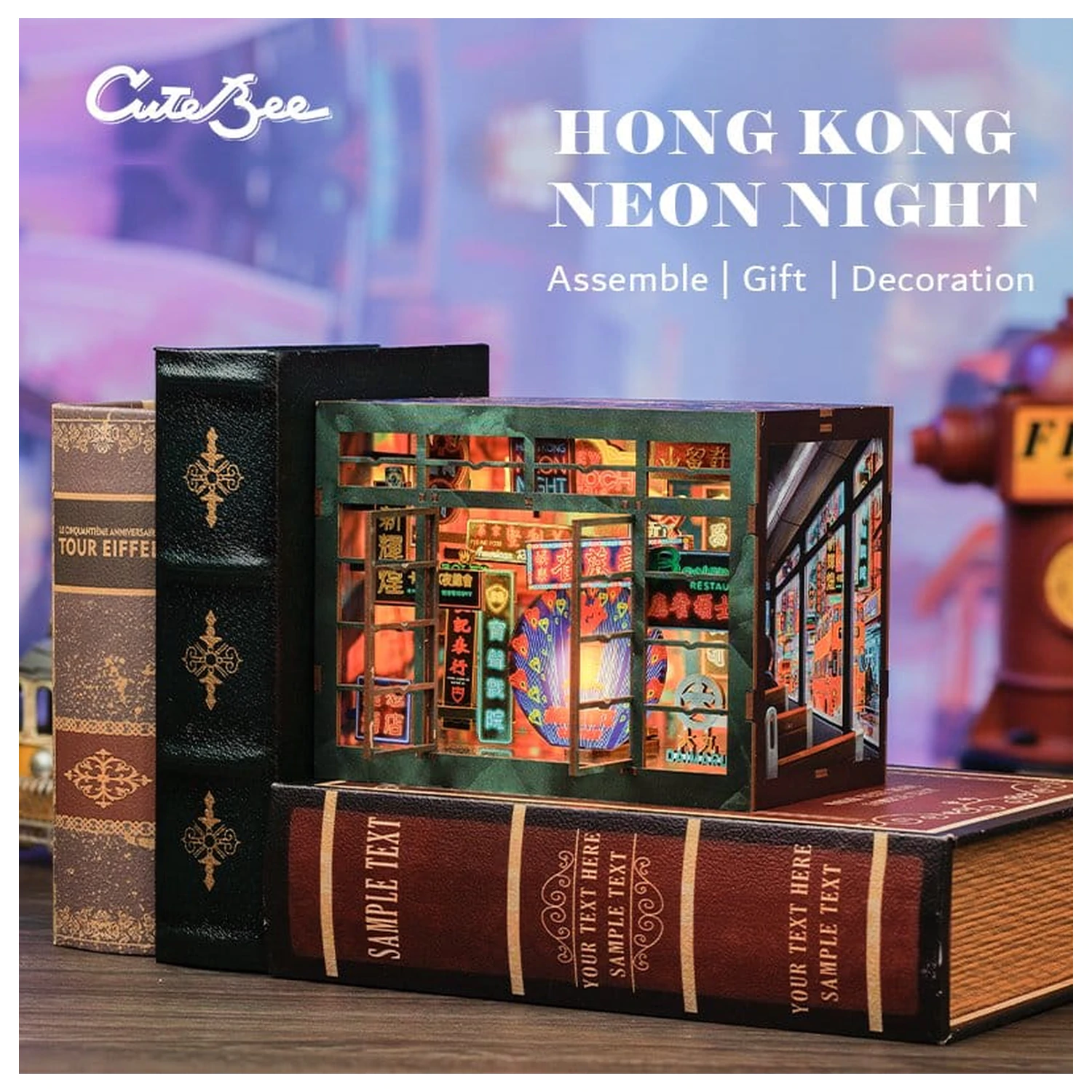 Book Nook Hong Kong Neonlicht 13 x 17 cm Produktfoto