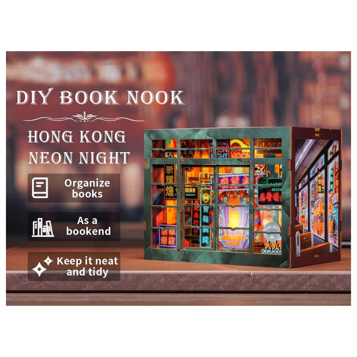 Book Nook Hong Kong Neonlicht 13 x 17 cm Produktfoto