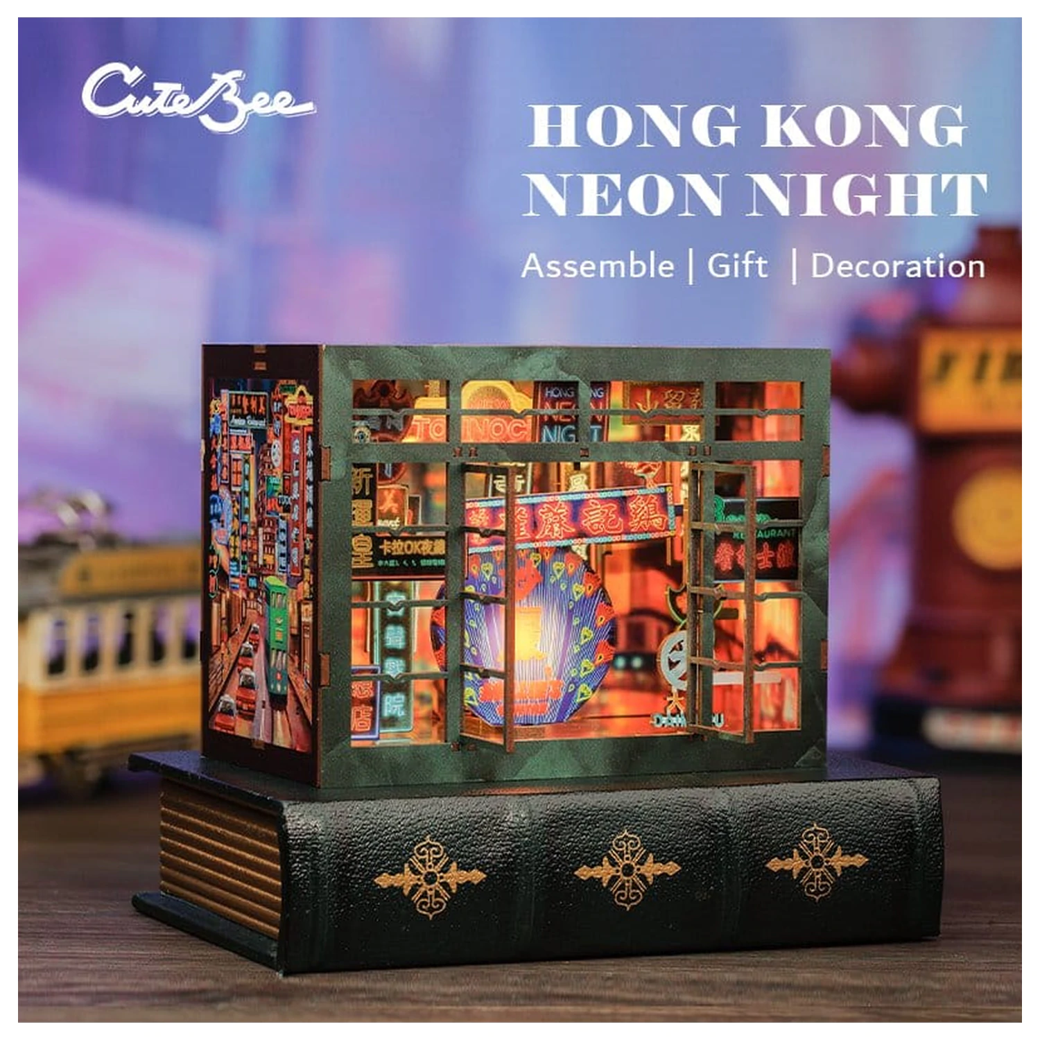 Book Nook Hong Kong Neonlicht 13 x 17 cm Produktfoto