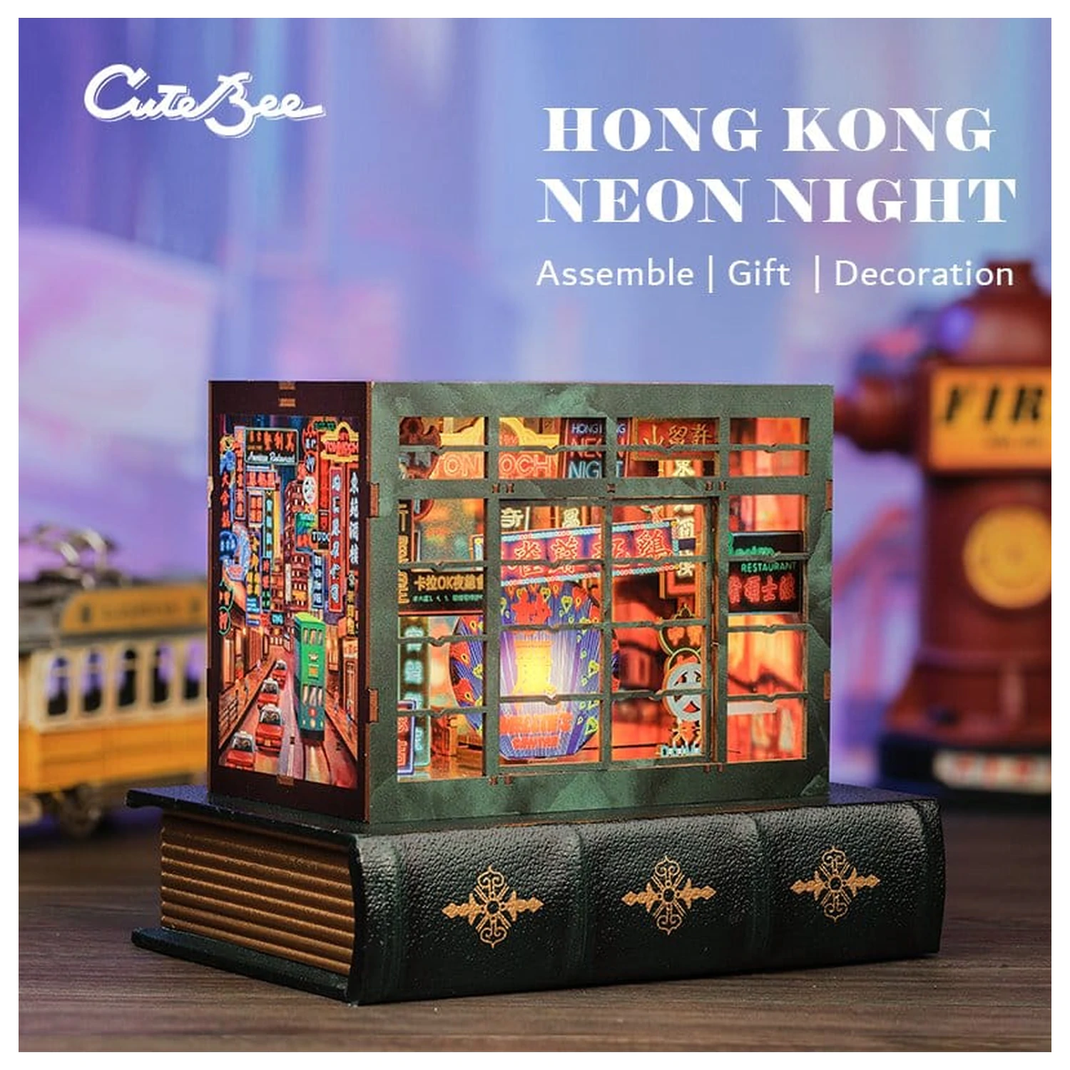 Book Nook Hong Kong Neonlicht 13 x 17 cm Produktfoto