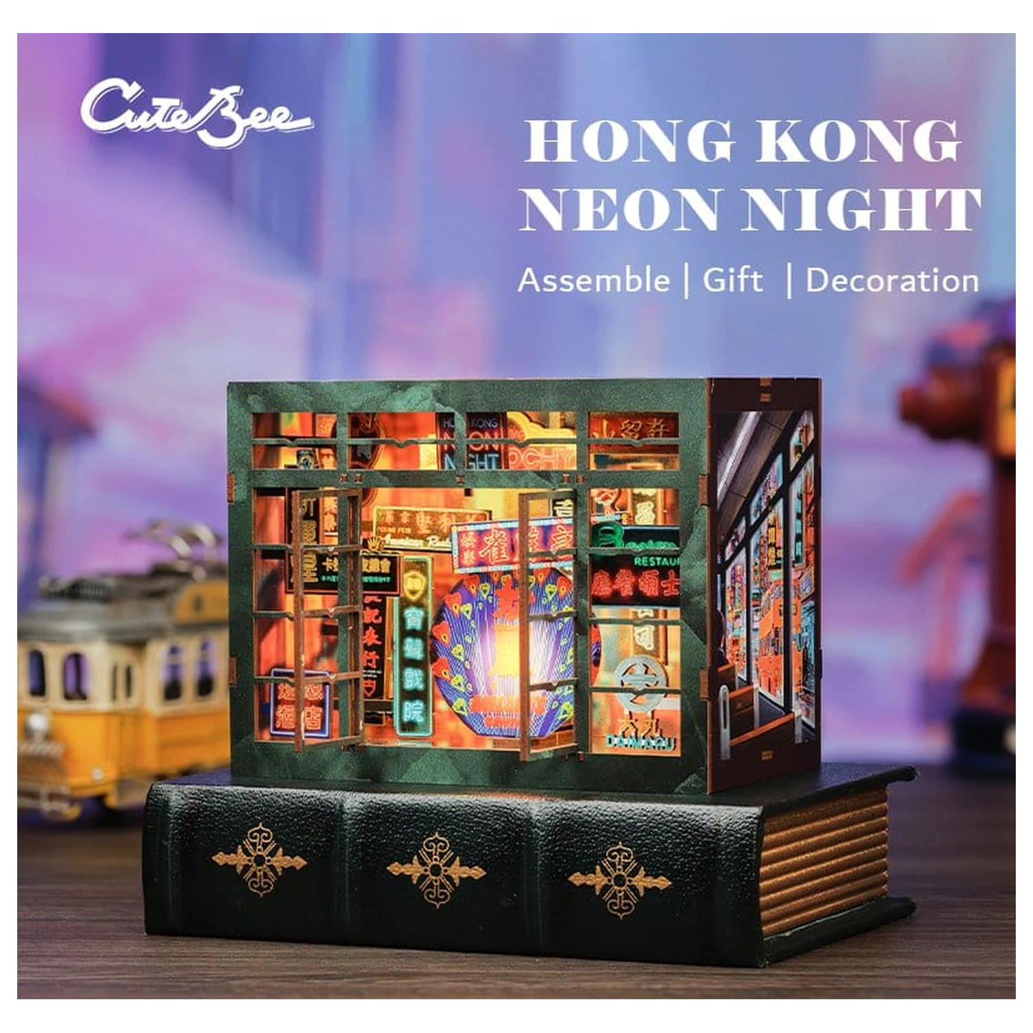 Book Nook Hong Kong Neonlicht 13 x 17 cm Produktfoto