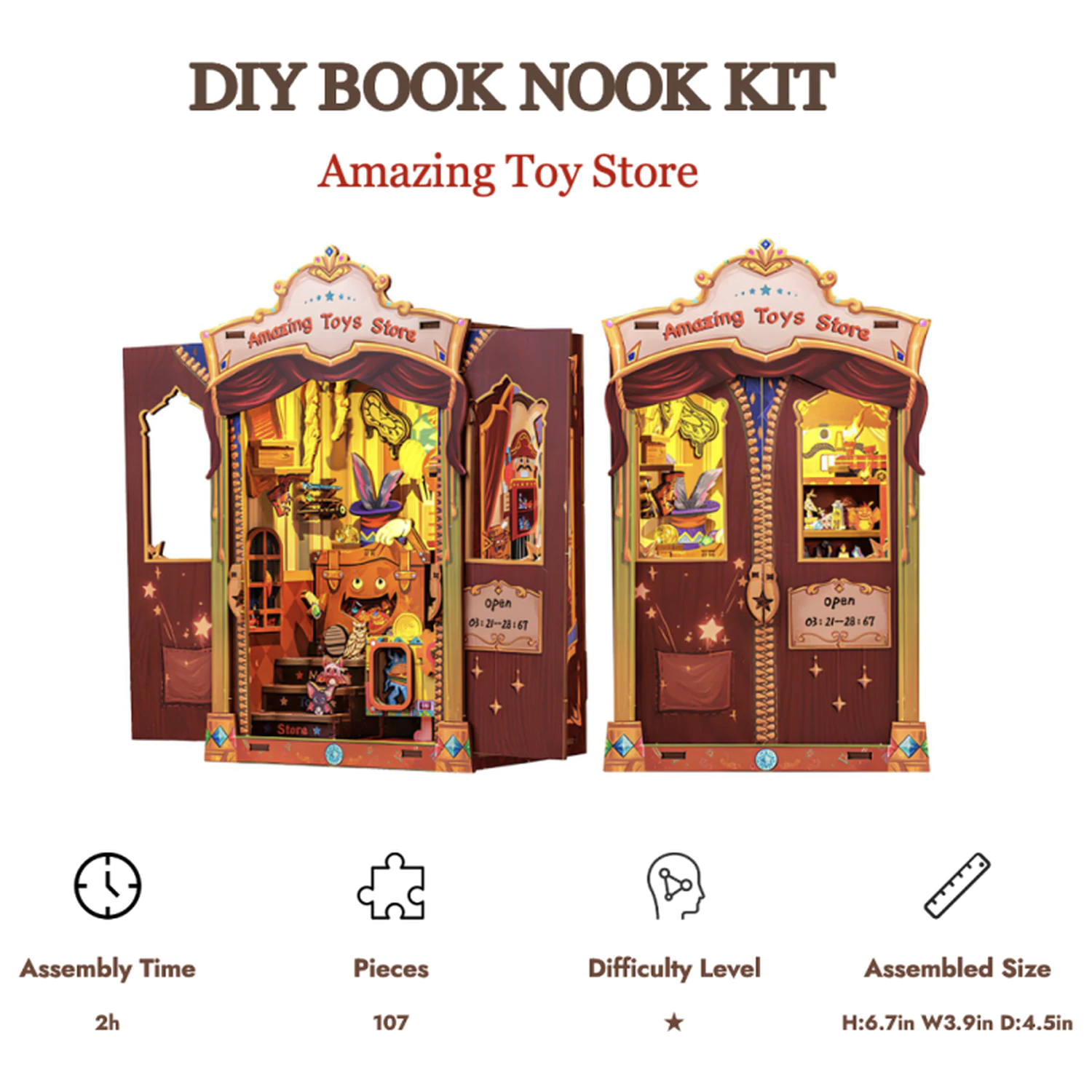 Book Nook Bausatz DIY Amazing Toy Store 107 Teile + LED Licht Produktfoto