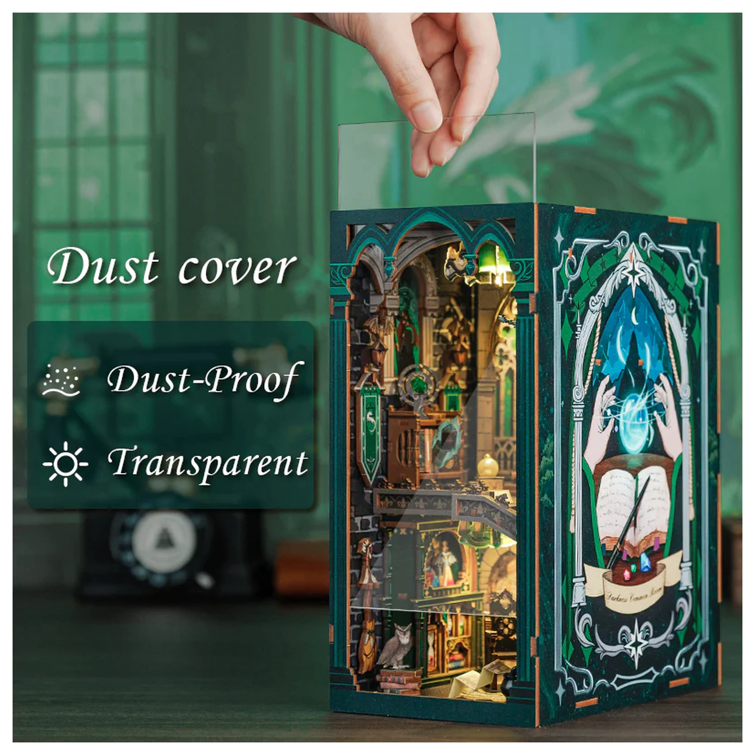 BOOK NOOK KIT DIY Darkness Common Room 150 Dezibel + LED Licht Bausatz Produktfoto