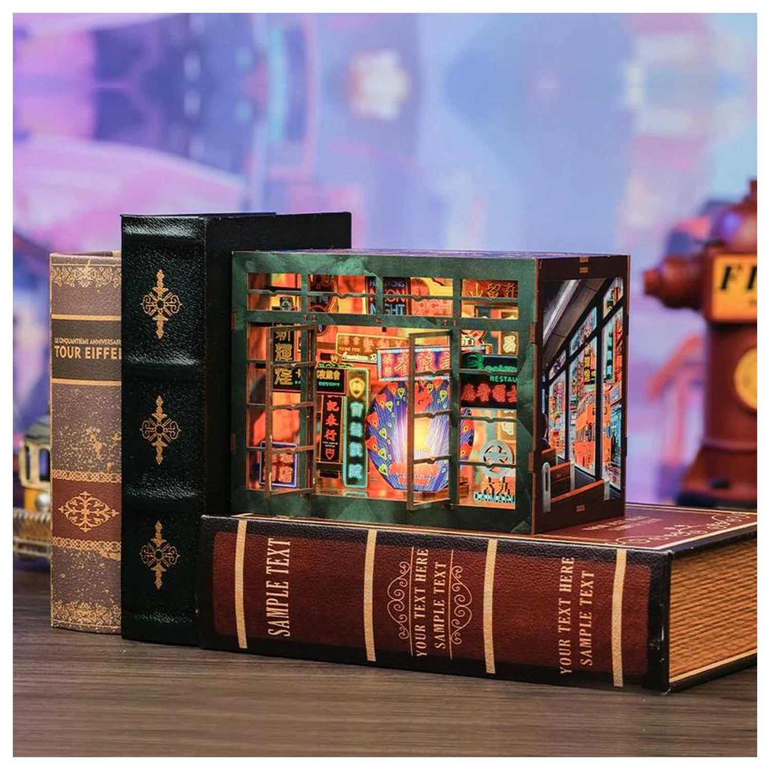BOOK NOOK KIT DIY Hong Kong Neonlicht 49 Teile + LED-Licht Produktfoto