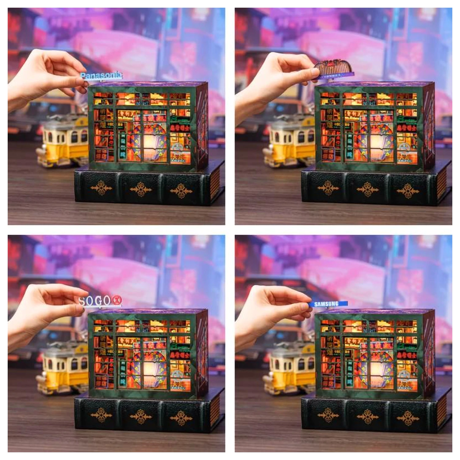 BOOK NOOK KIT DIY Hong Kong Neonlicht 49 Teile + LED-Licht Produktfoto