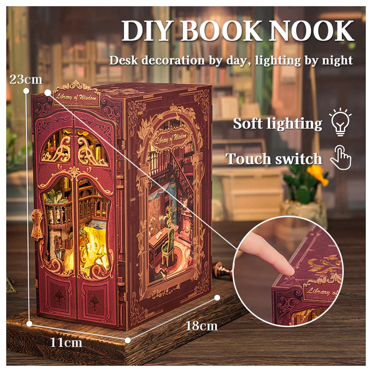 BOOK NOOK KIT DIY Bibliothek der Weisheit 281 Teile + LED Licht Bausatz Produktfoto