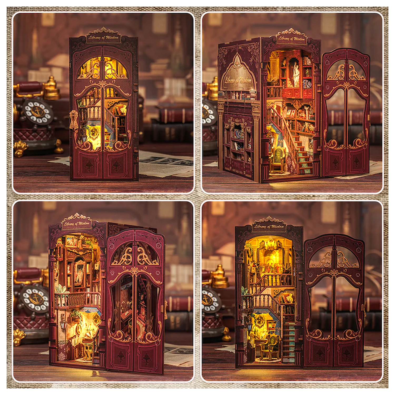 BOOK NOOK KIT DIY Bibliothek der Weisheit 281 Teile + LED Licht Bausatz Produktfoto