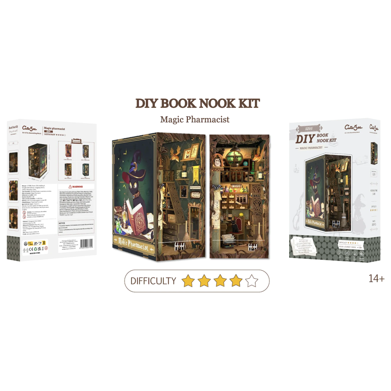 BOOK NOOK KIT DIY Magic Pharmacist 282 Teile + LED Licht Bausatz Produktfoto