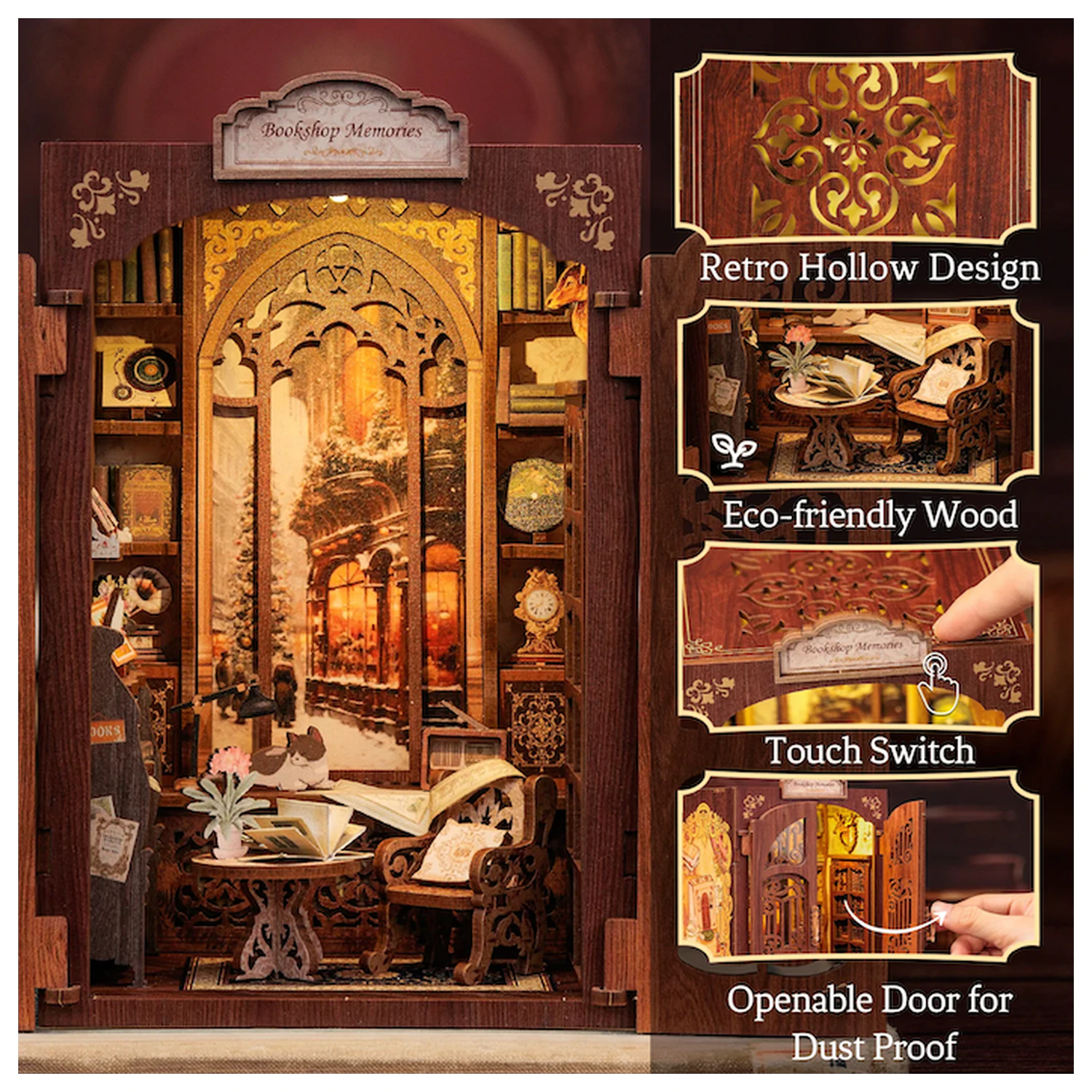 BOOK NOOK KIT DIY Erinnerungsbuchhandlung 127 db + LED-Licht Bausatz Produktfoto