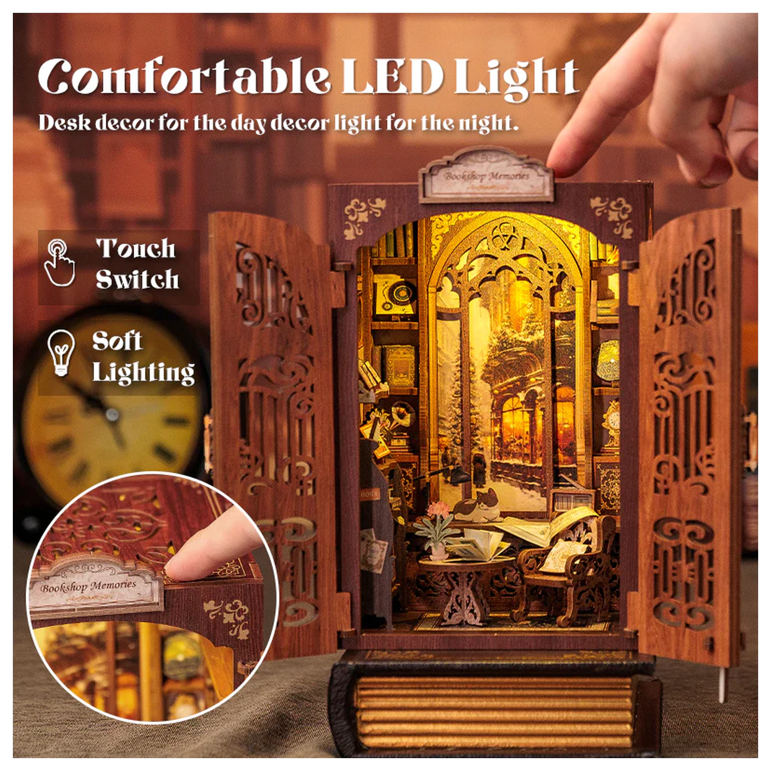 BOOK NOOK KIT DIY Erinnerungsbuchhandlung 127 db + LED-Licht Bausatz Produktfoto