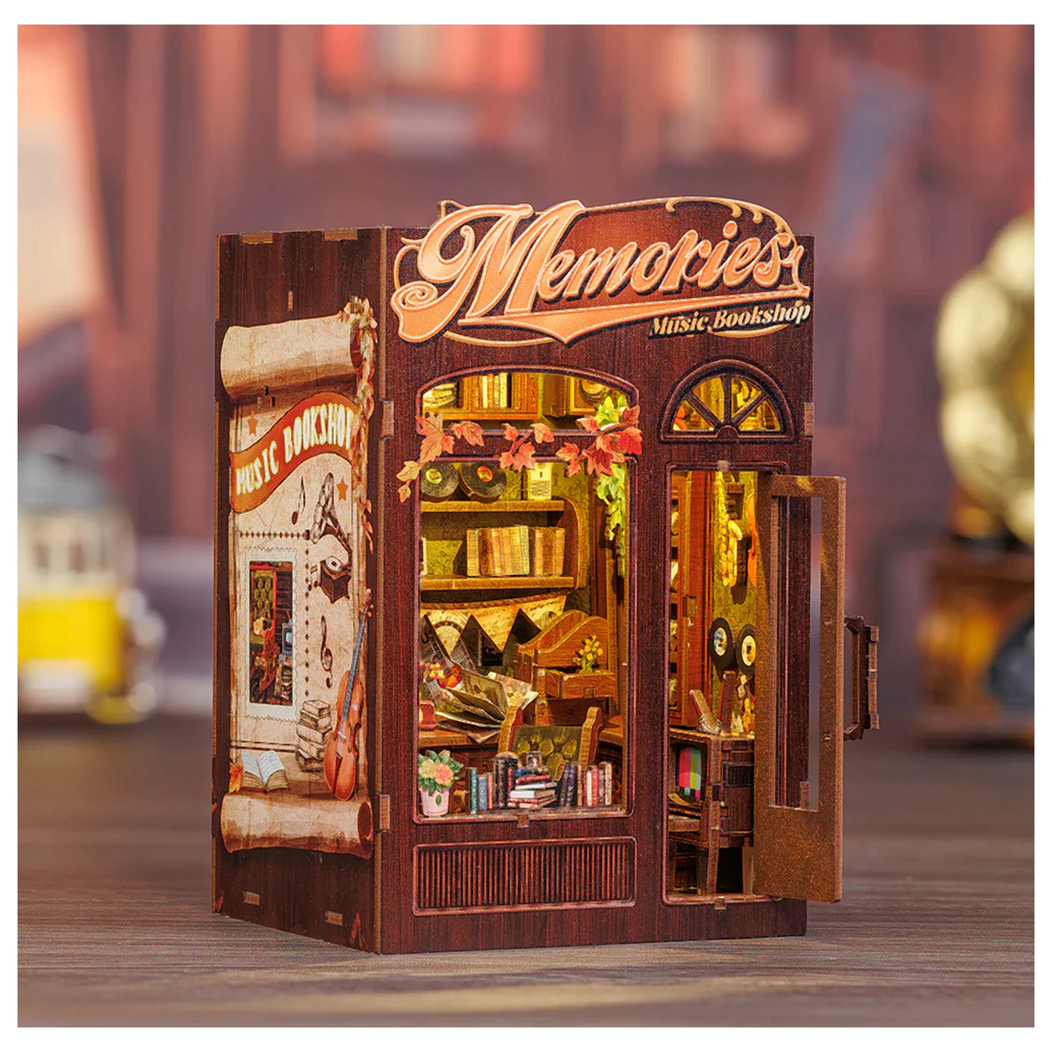 BOOK NOOK KIT DIY Memories Music Bookshop 136teilig + LED Licht Bausatz Produktfoto