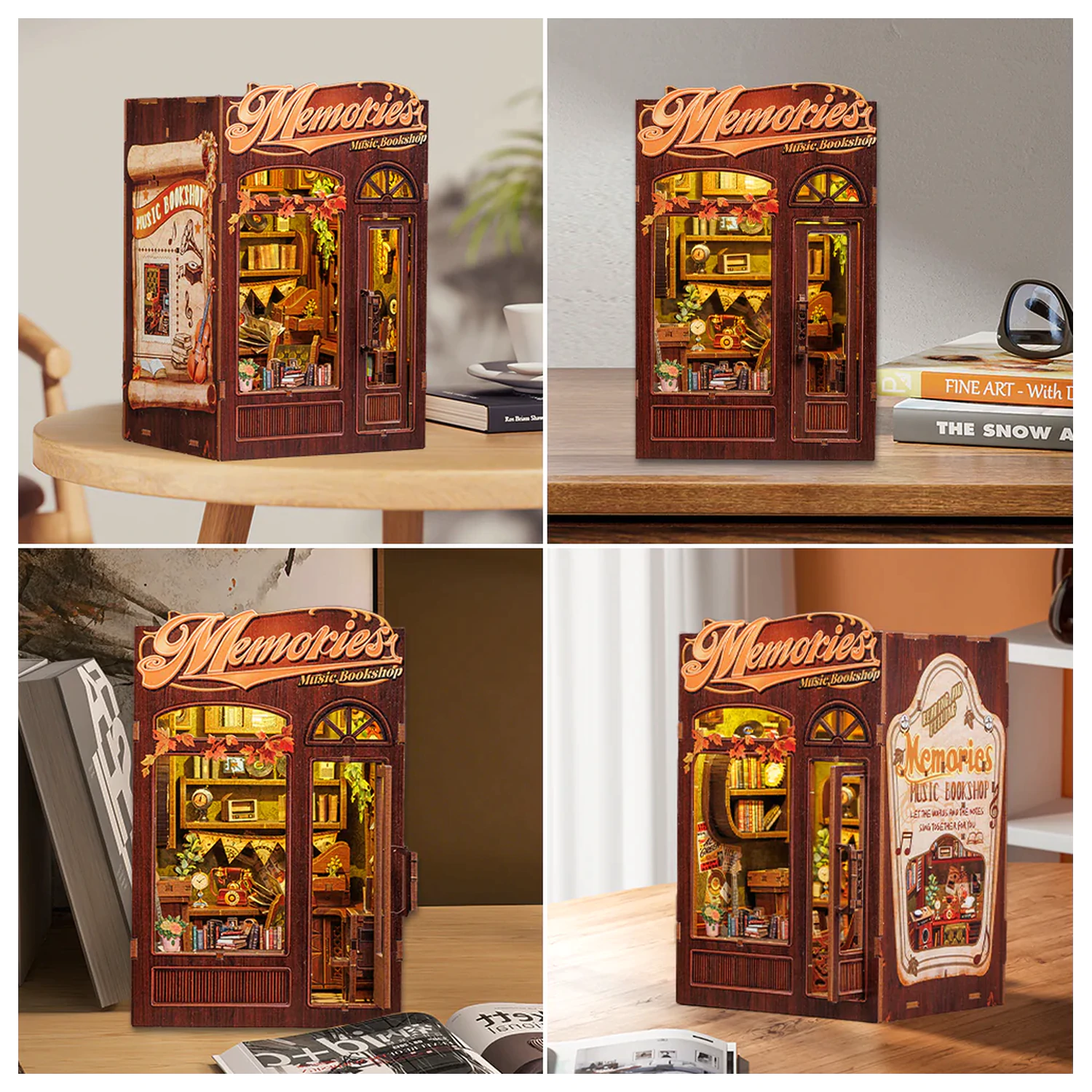 BOOK NOOK KIT DIY Memories Music Bookshop 136teilig + LED Licht Bausatz Produktfoto