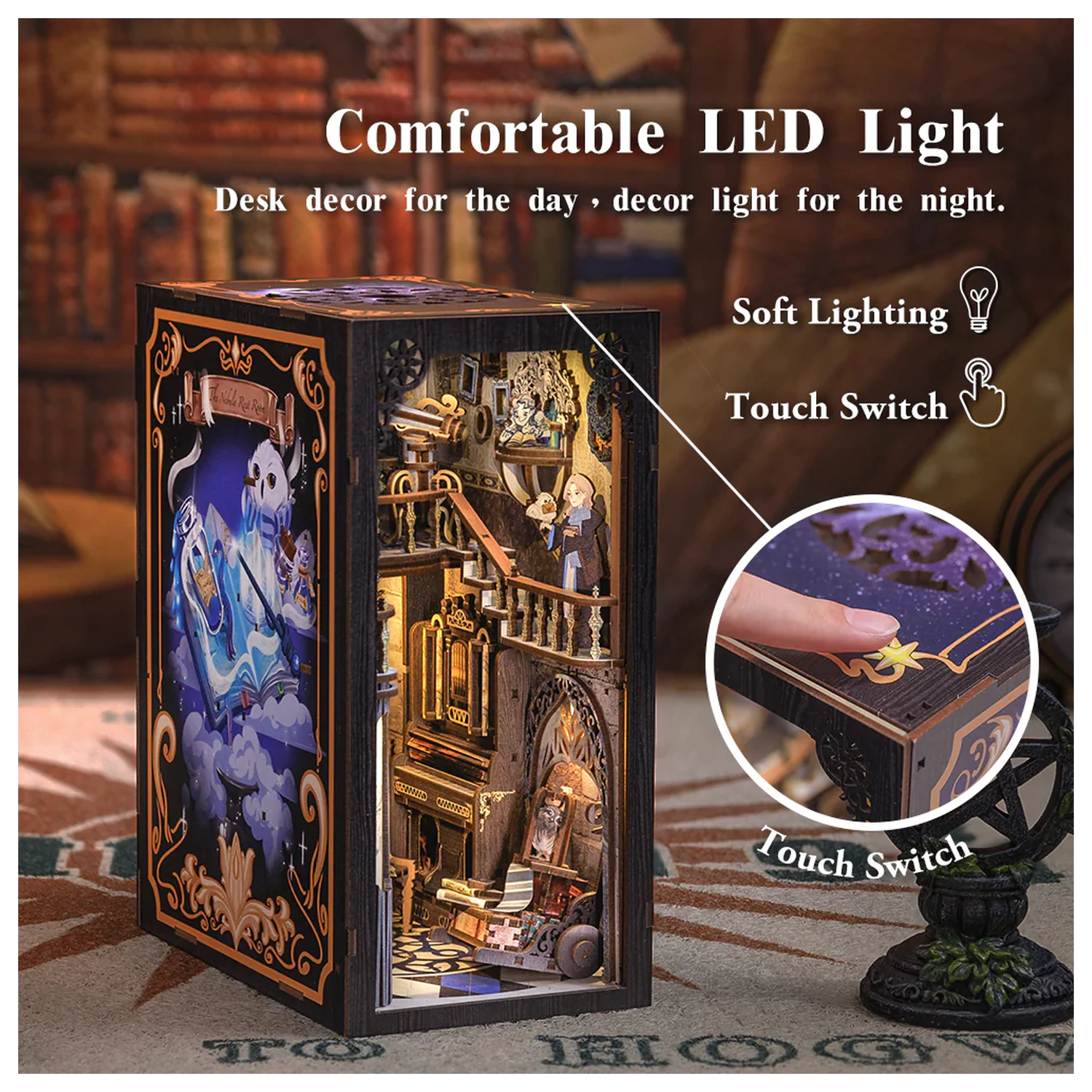 BOOK NOOK KIT DIY Nebula Common Room 350-teilig + LED Licht Bausatz Produktfoto