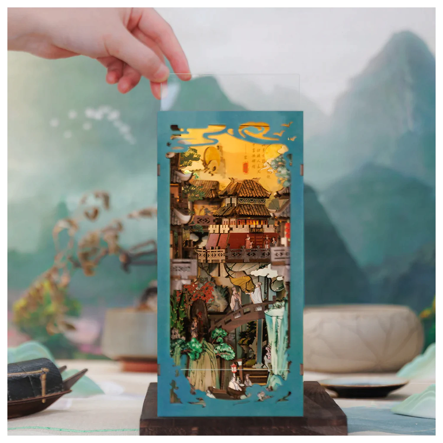 BOOK NOOK BAUSATZ DIY Su Dongpo's Life 280-teiliges + LED Licht Konstruktionsset Produktfoto