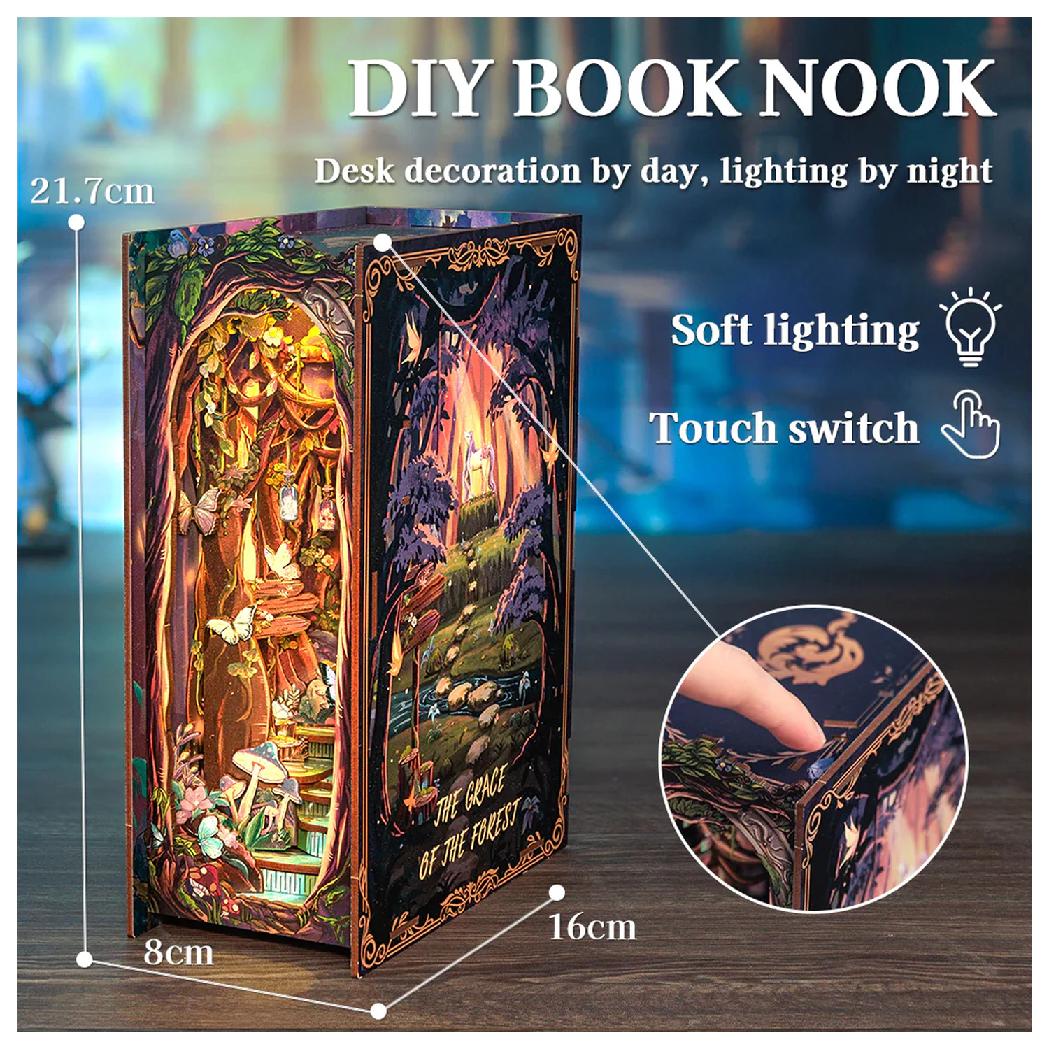 Book Nook Bausatz DIY The Grace of the Forest 89teilig + LED Licht Produktfoto