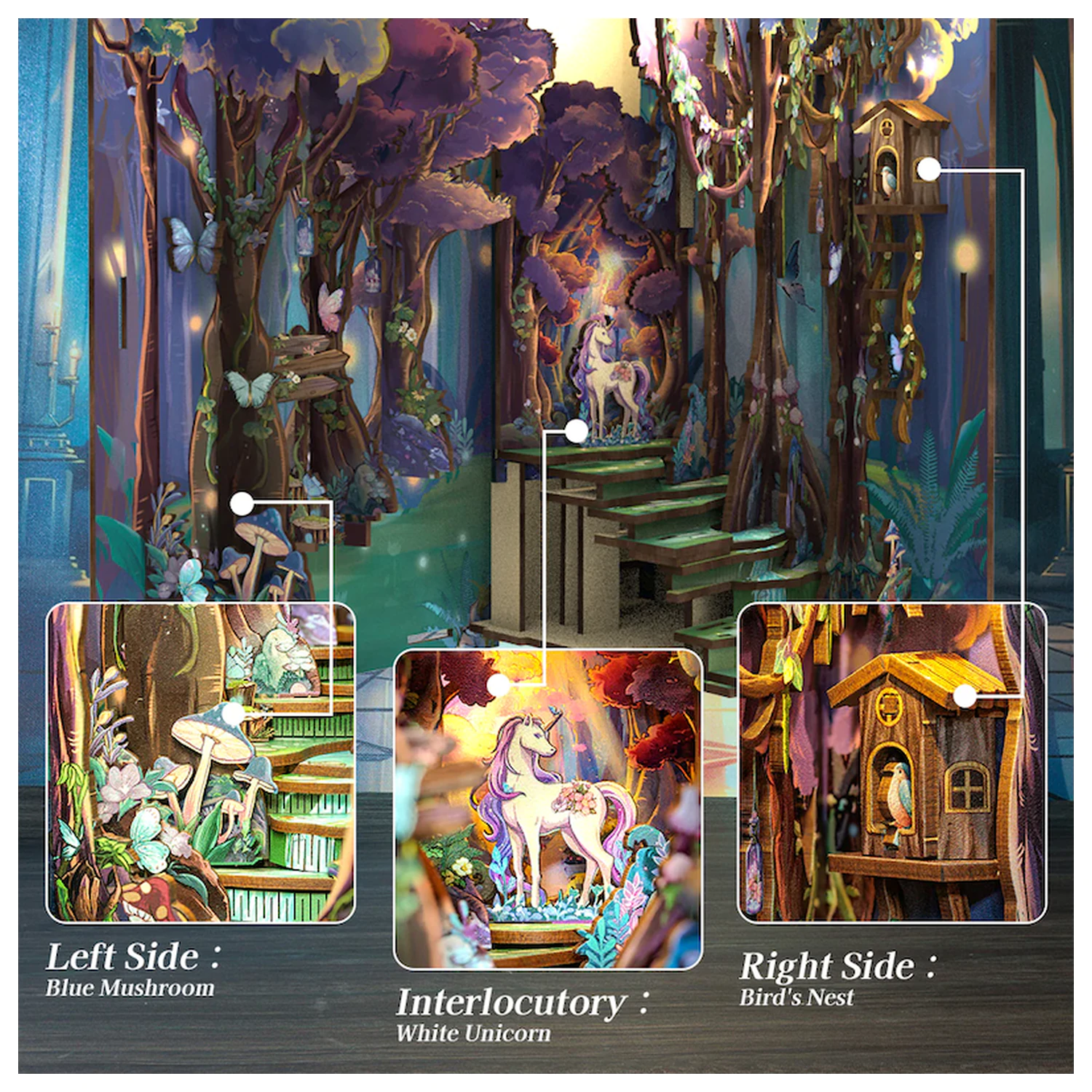 Book Nook Bausatz DIY The Grace of the Forest 89teilig + LED Licht Produktfoto