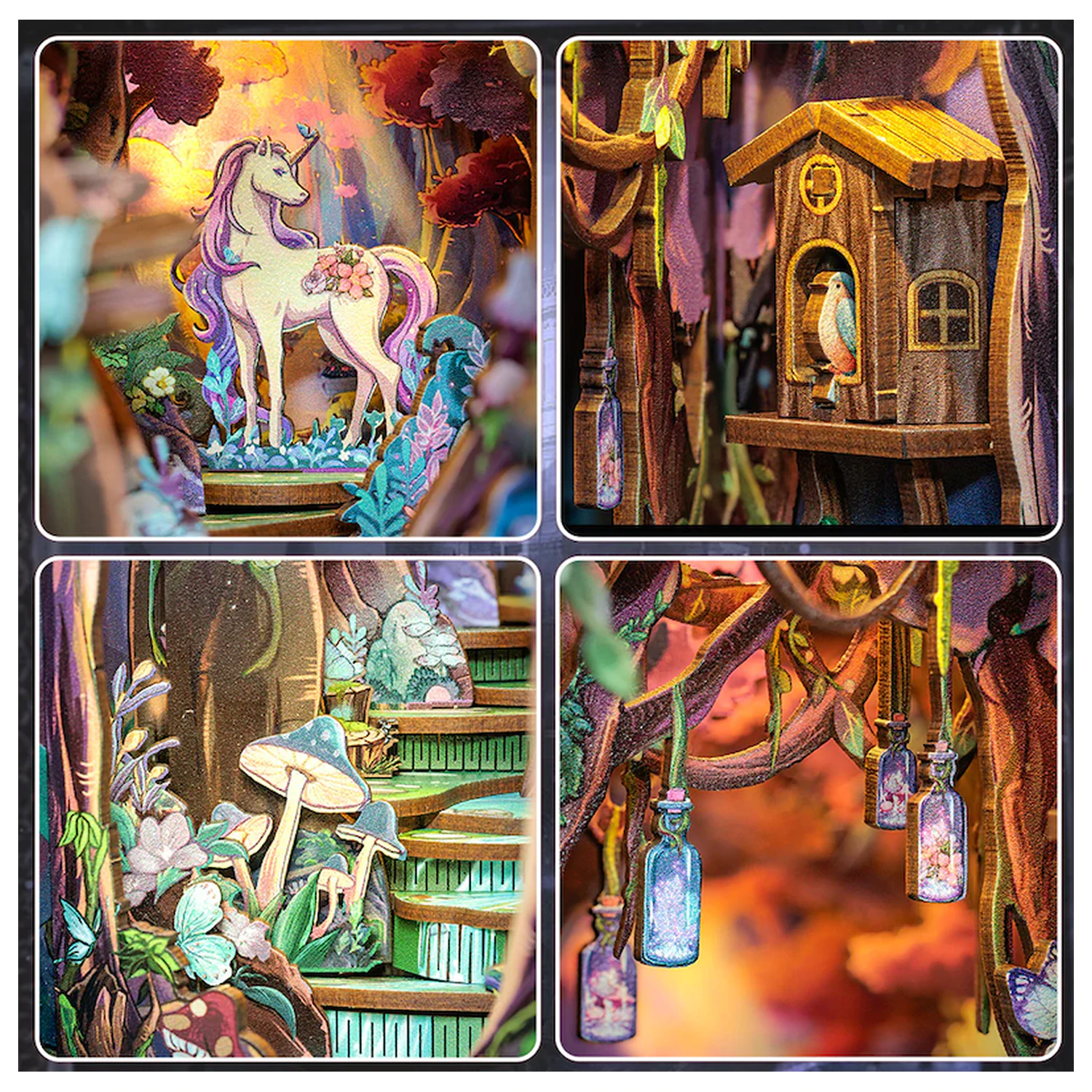 Book Nook Bausatz DIY The Grace of the Forest 89teilig + LED Licht Produktfoto