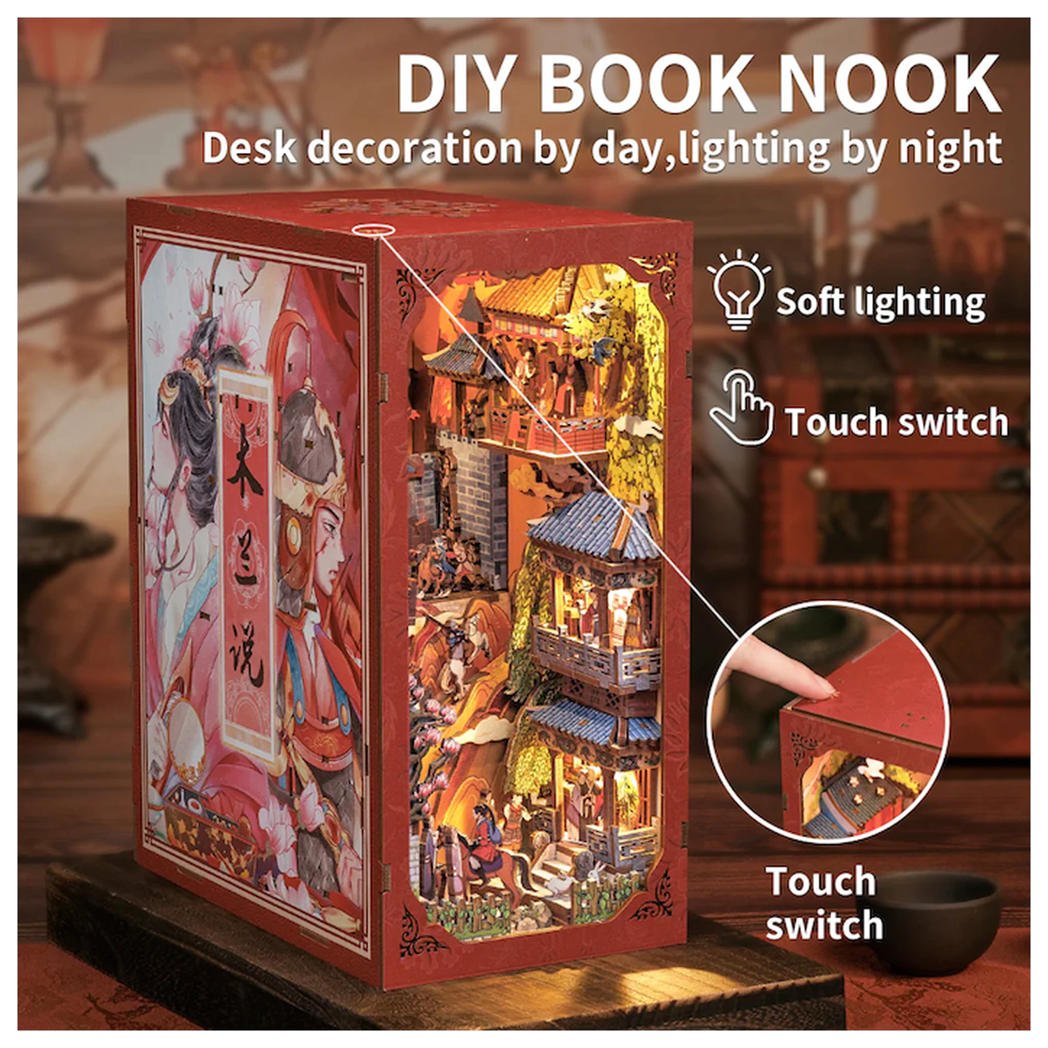 BOOK NOOK KIT DIY The Legend of Mulan 298 Teile + LED Licht Bausatz Produktfoto