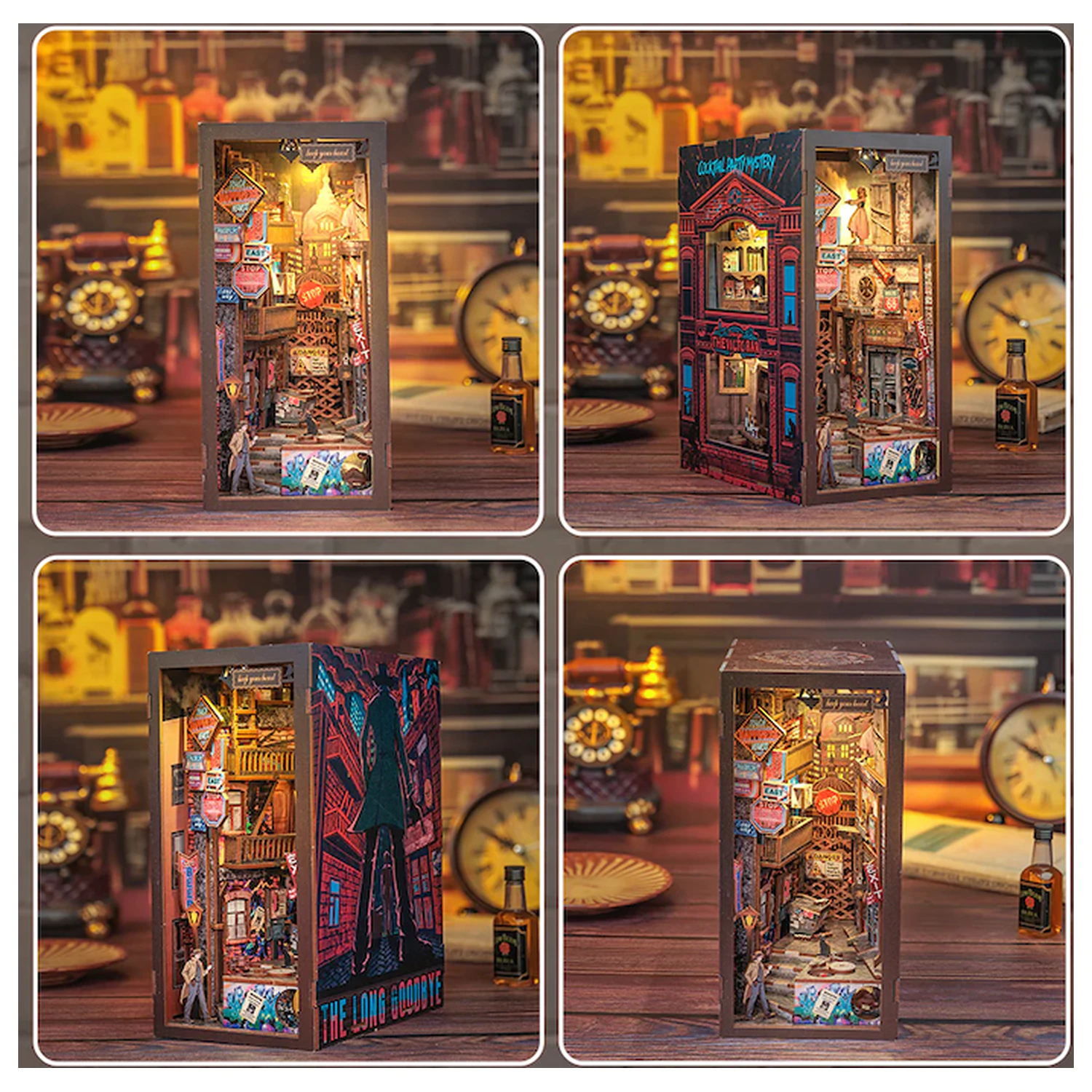 BOOK NOOK KIT DIY The Long Goodbye 238 Teile + LED Licht Bausatz Produktfoto