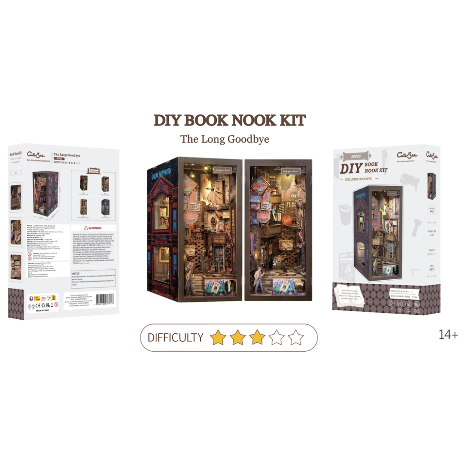 BOOK NOOK KIT DIY The Long Goodbye 238 Teile + LED Licht Bausatz Produktfoto