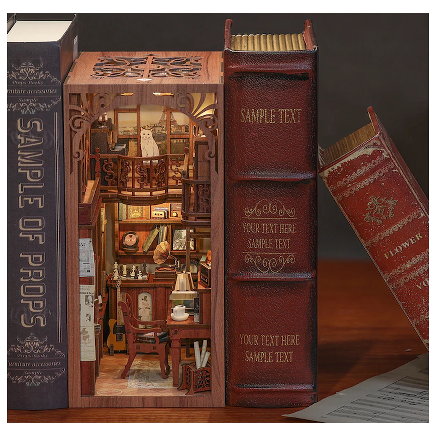 BOOK NOOK BAUSATZ DIY The Secret Rhythm 355 Teile + LED-Licht Produktfoto