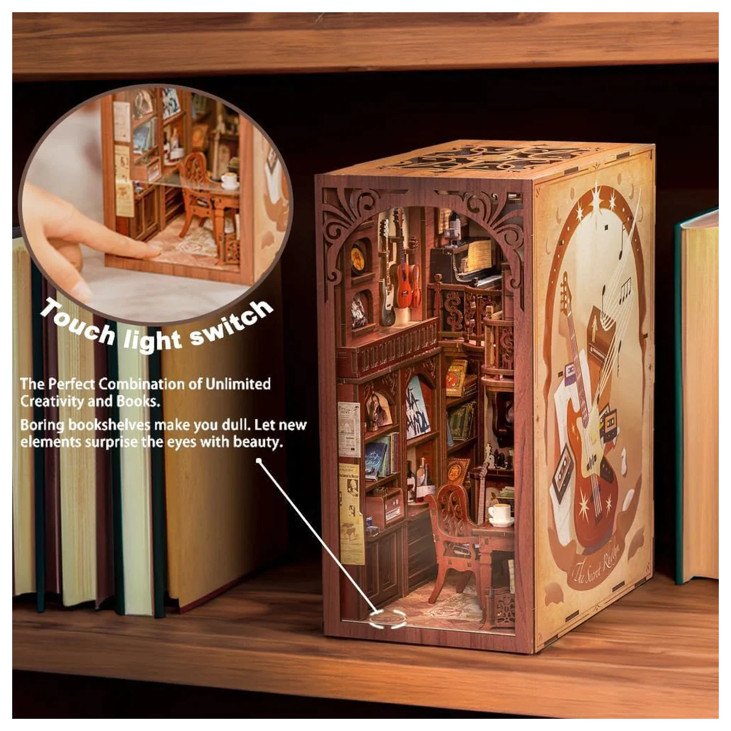 BOOK NOOK BAUSATZ DIY The Secret Rhythm 355 Teile + LED-Licht Produktfoto