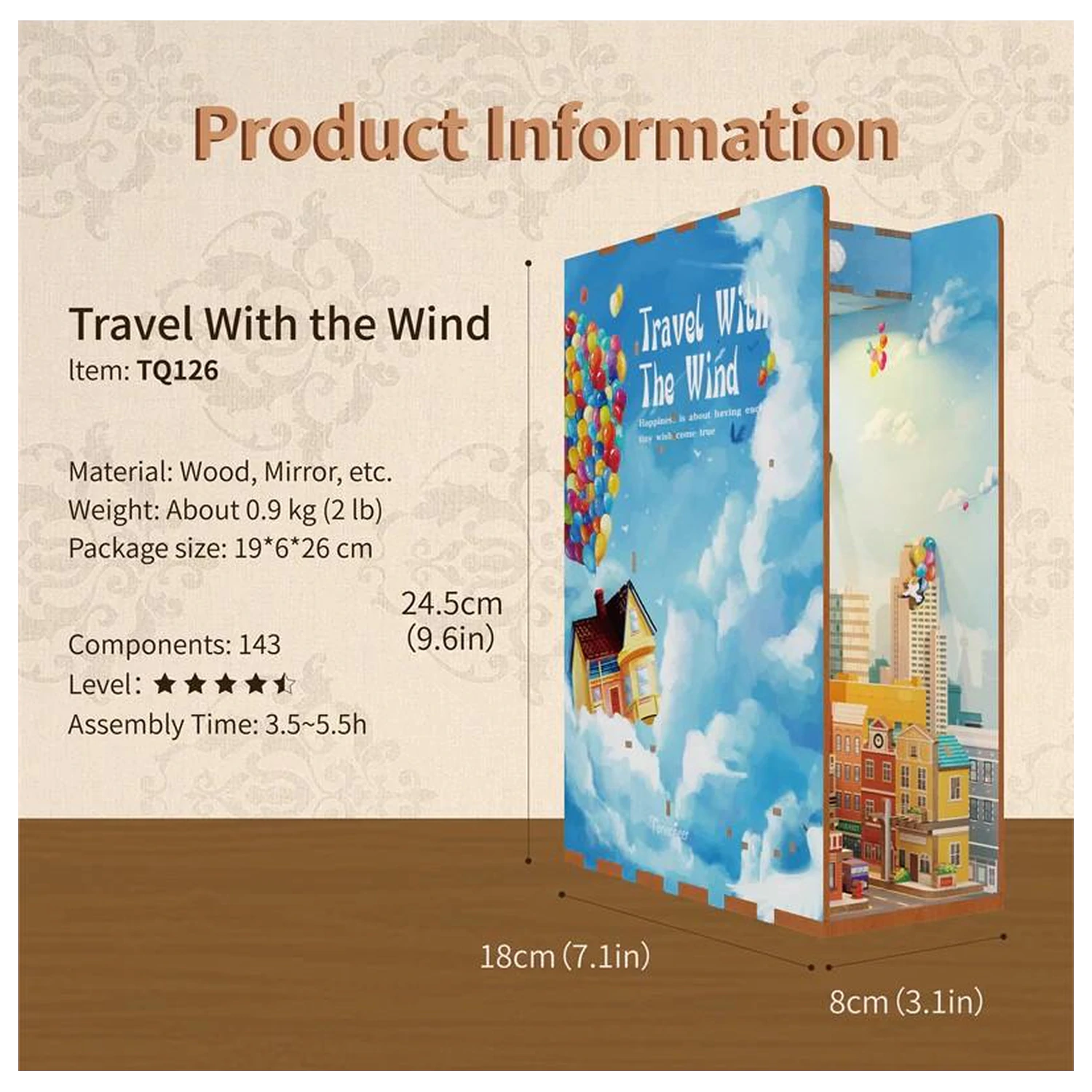 BOOK NOOK KIT DIY - Travel with the Wind 143 Teile + LED Licht Produktfoto