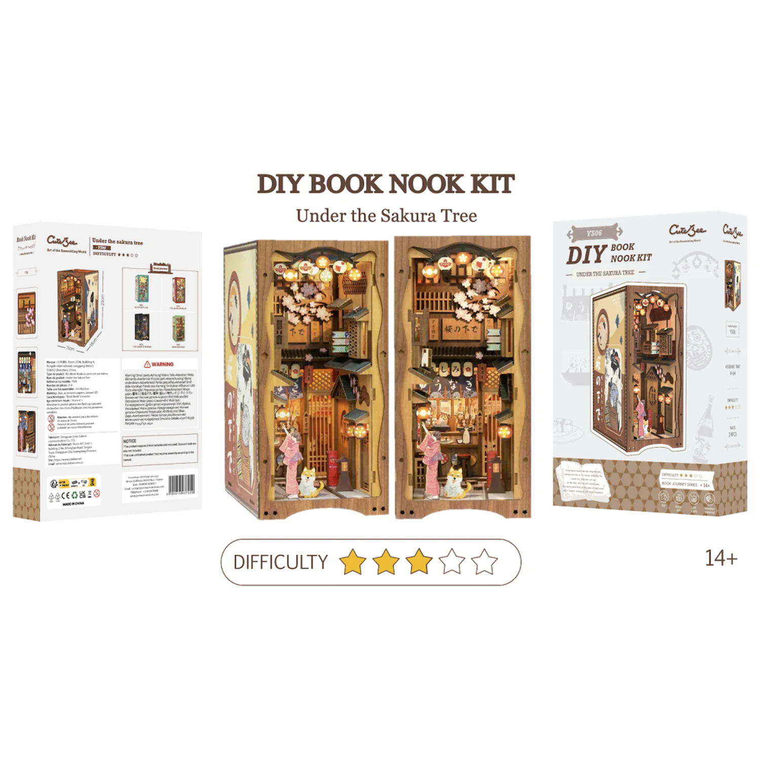 BOOK NOOK KIT DIY Unter dem Sakura Tree 214 Stück + LED Licht Bausatz Produktfoto