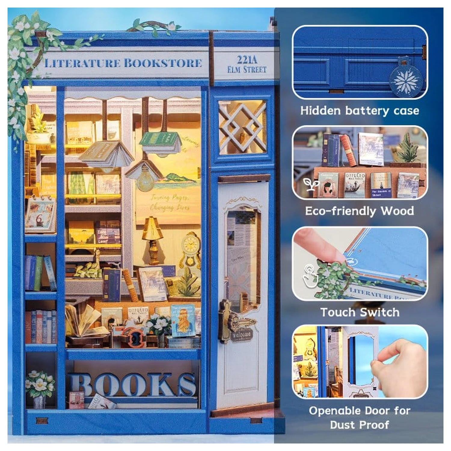 Book Nook Literatur Buchhandlung 17 x 12 cm Produktfoto