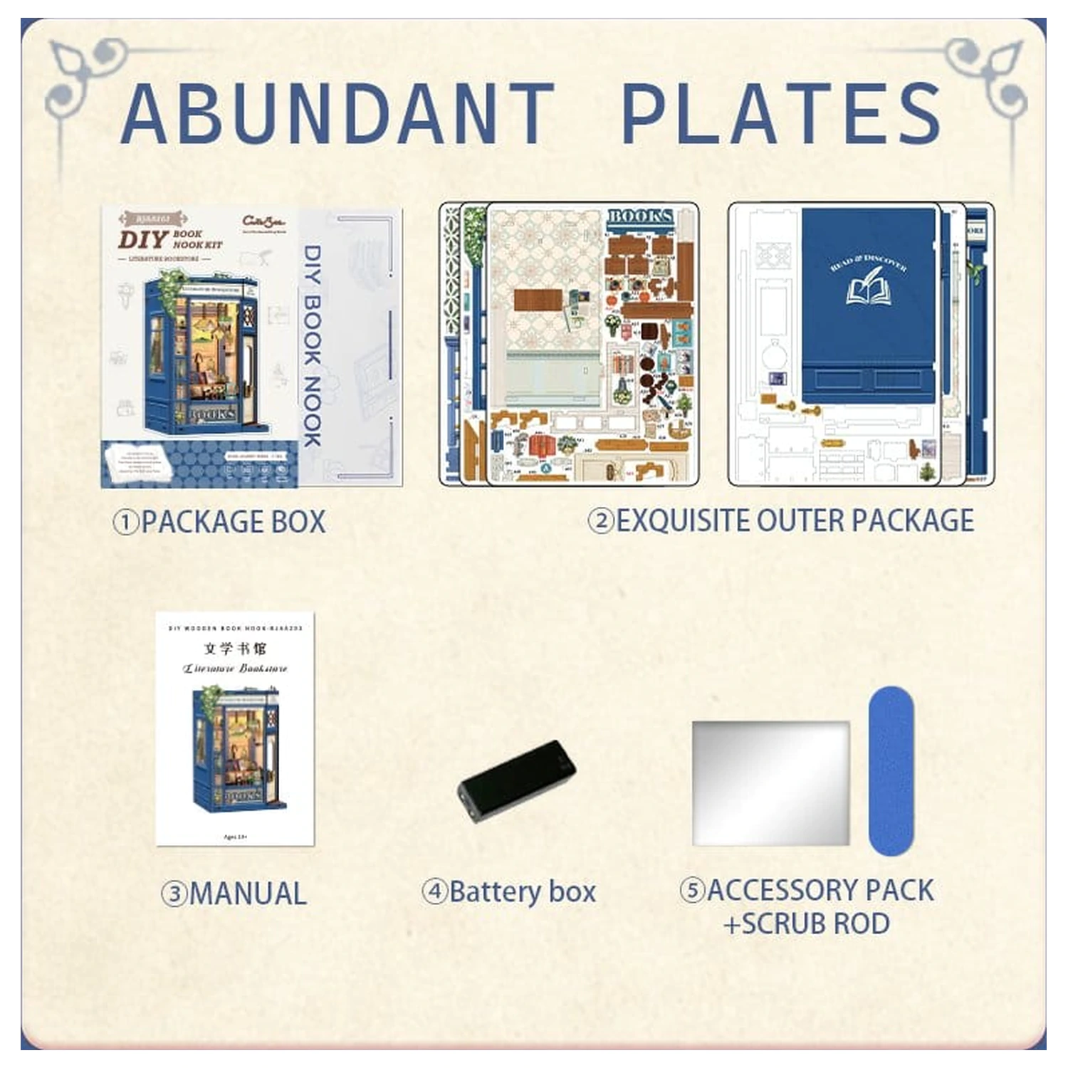 Book Nook Literatur Buchhandlung 17 x 12 cm Produktfoto