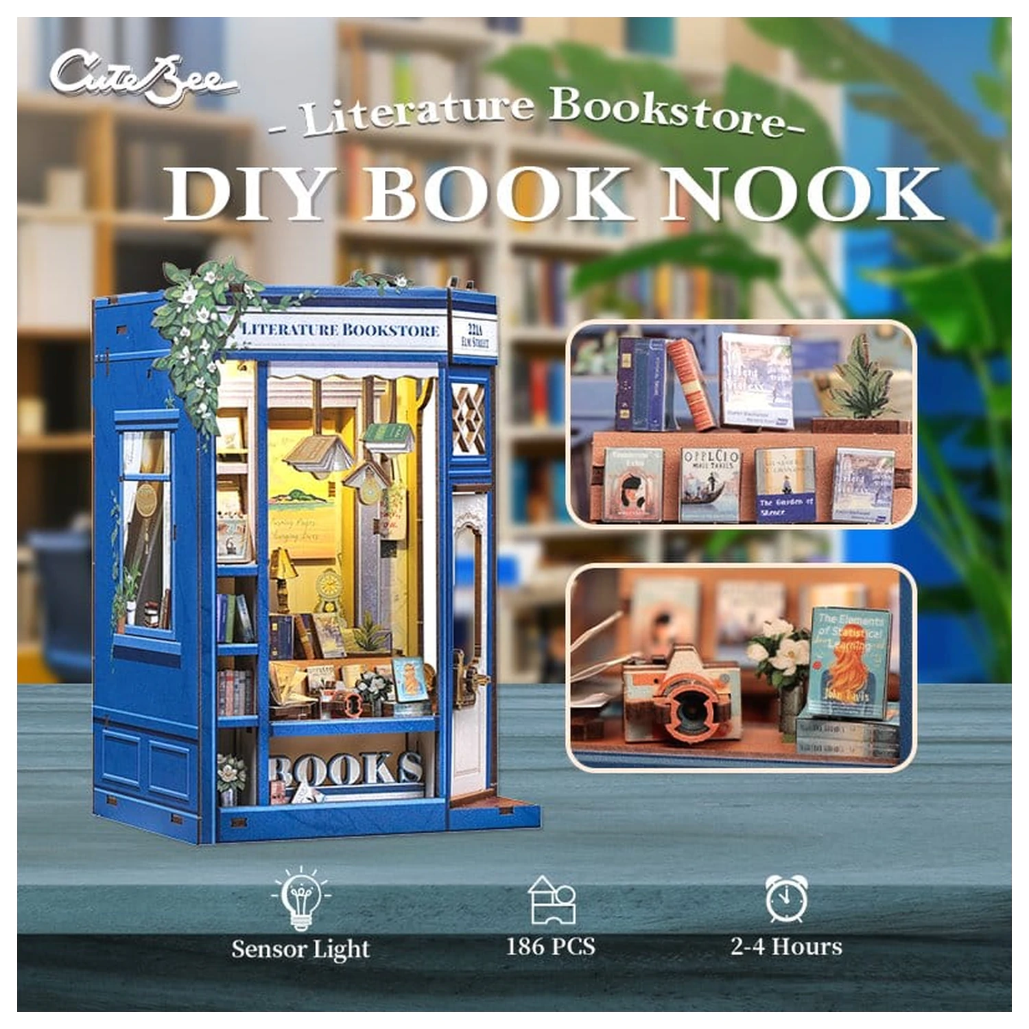 Book Nook Literatur Buchhandlung 17 x 12 cm Produktfoto