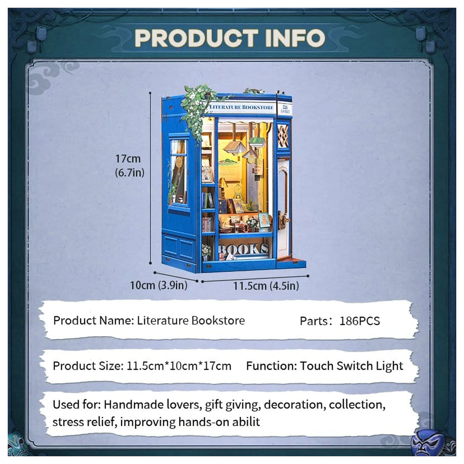 Book Nook Literatur Buchhandlung 17 x 12 cm Produktfoto