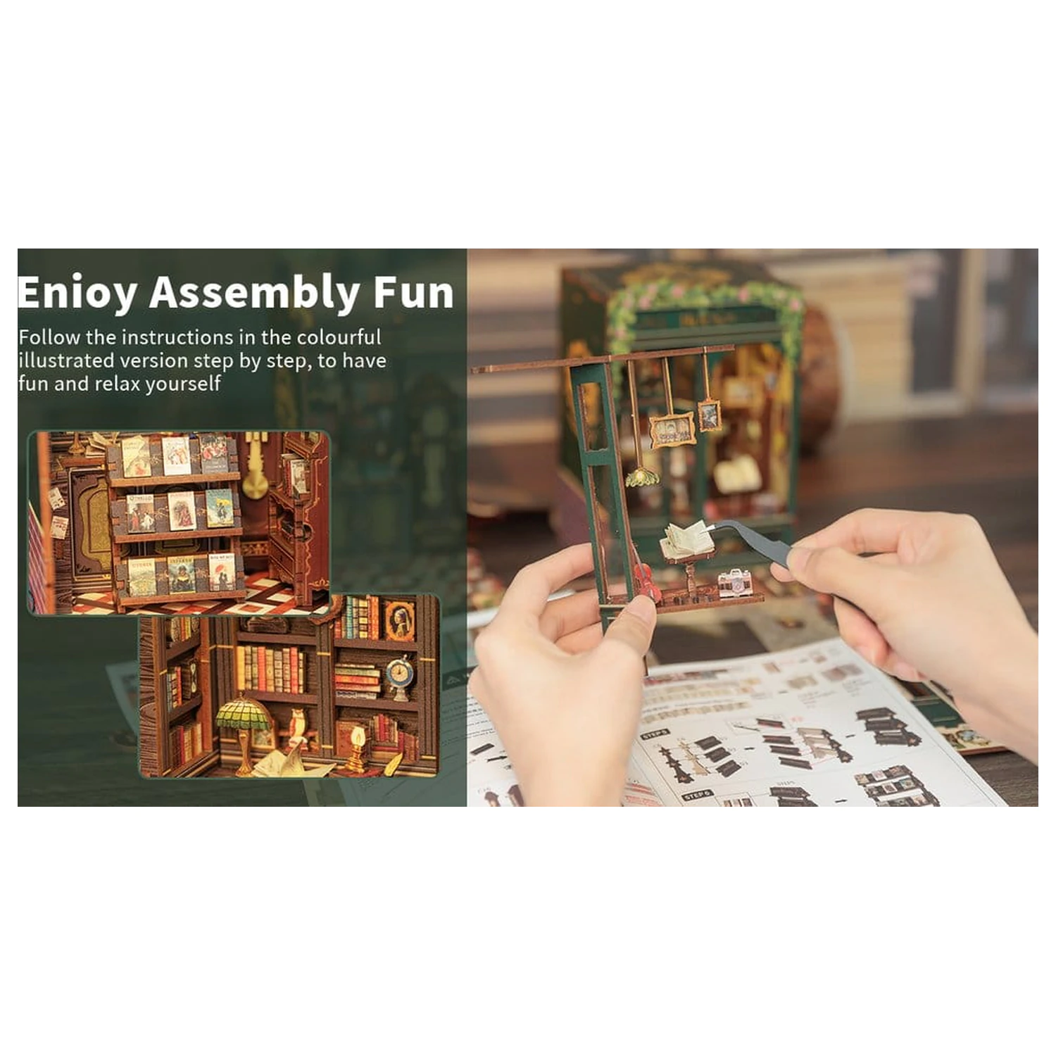 Book Nook Eule Buchladen 17 x 12 cm Produktfoto