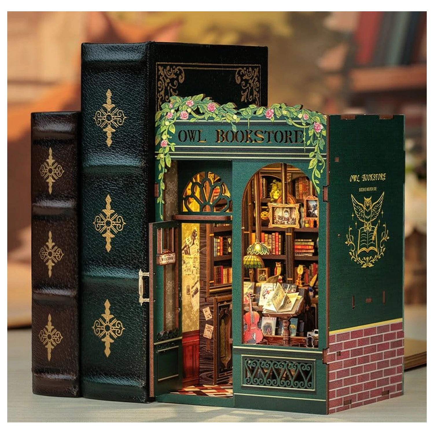 Book Nook Eule Buchladen 17 x 12 cm Produktfoto