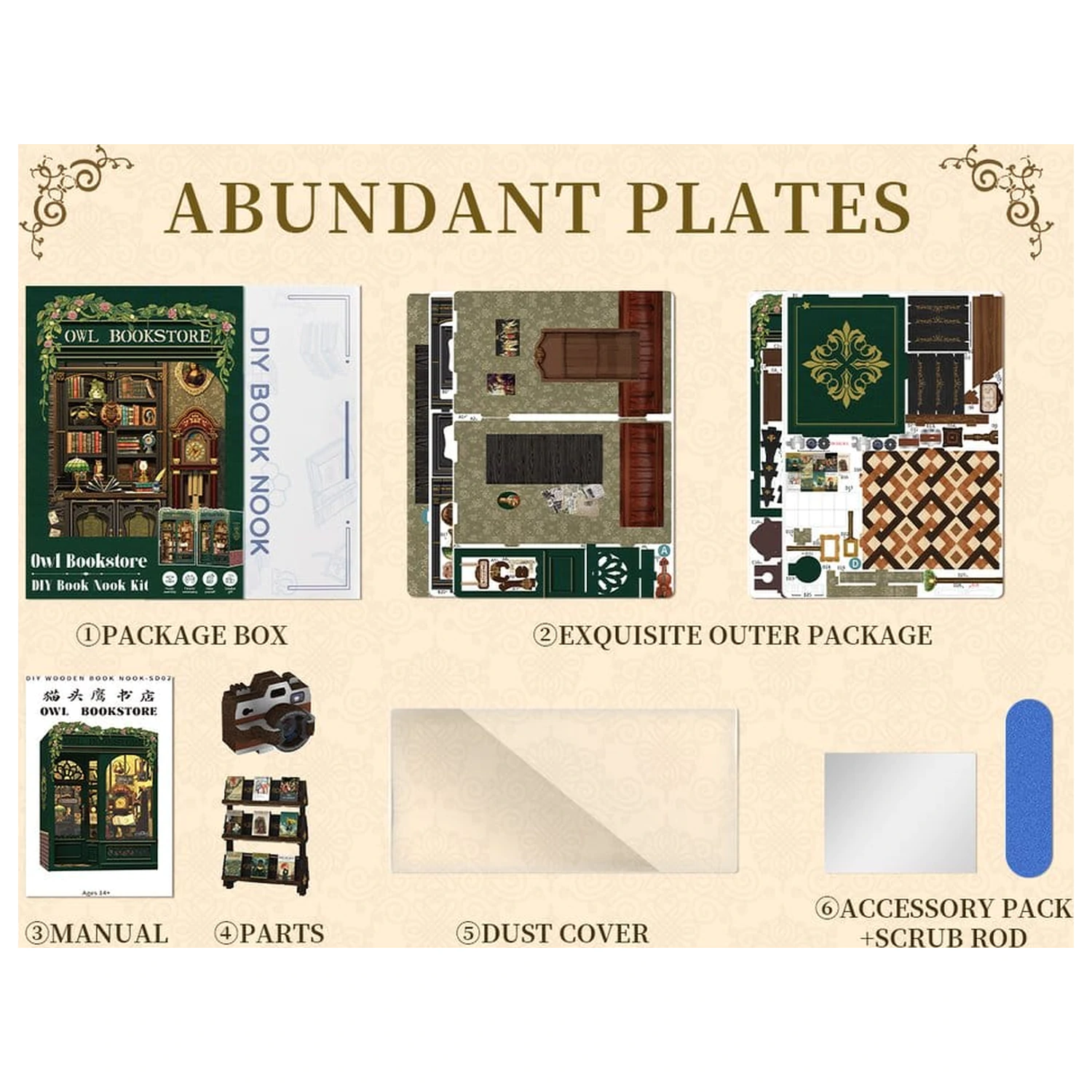 Book Nook Eule Buchladen 17 x 12 cm Produktfoto