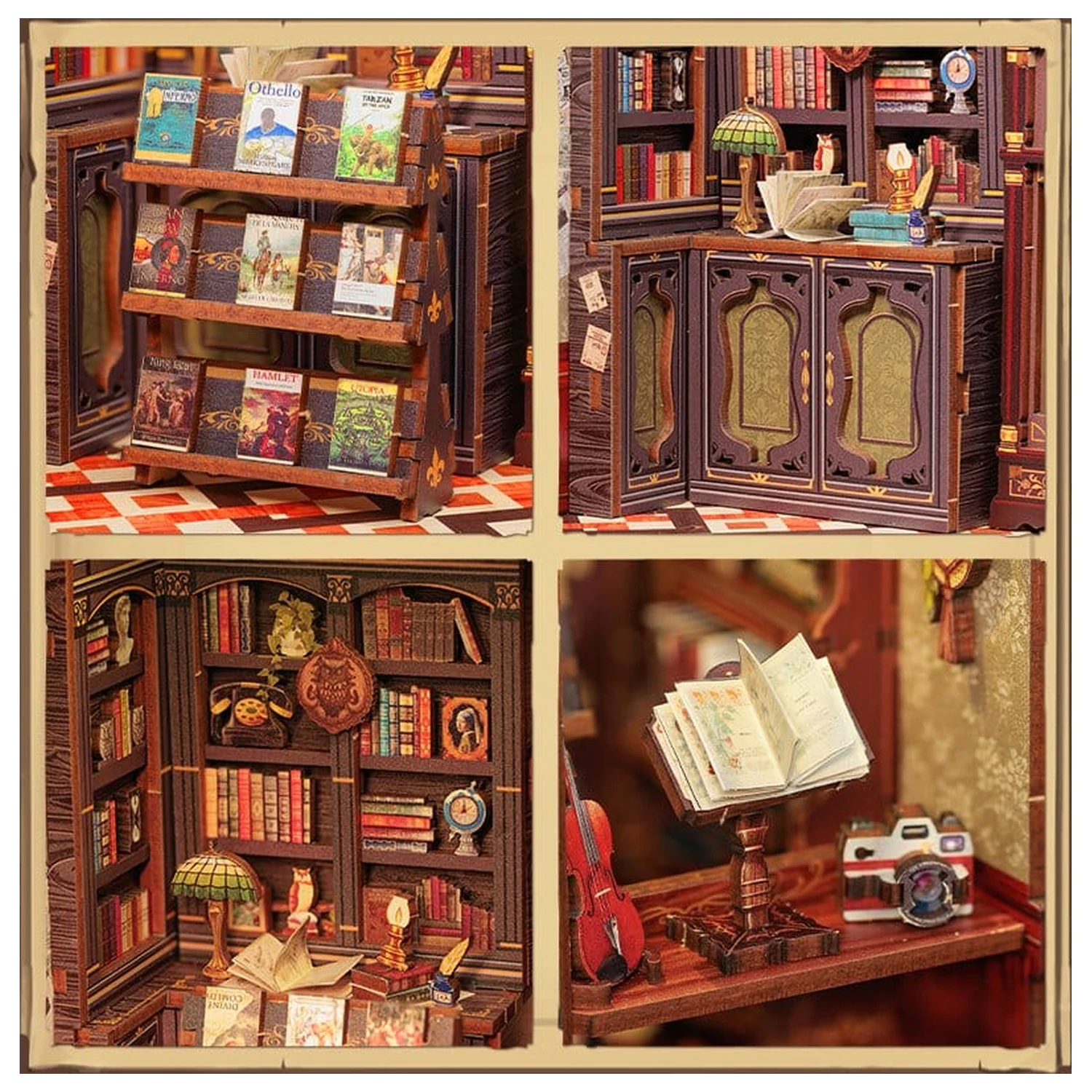 Book Nook Eule Buchladen 17 x 12 cm Produktfoto