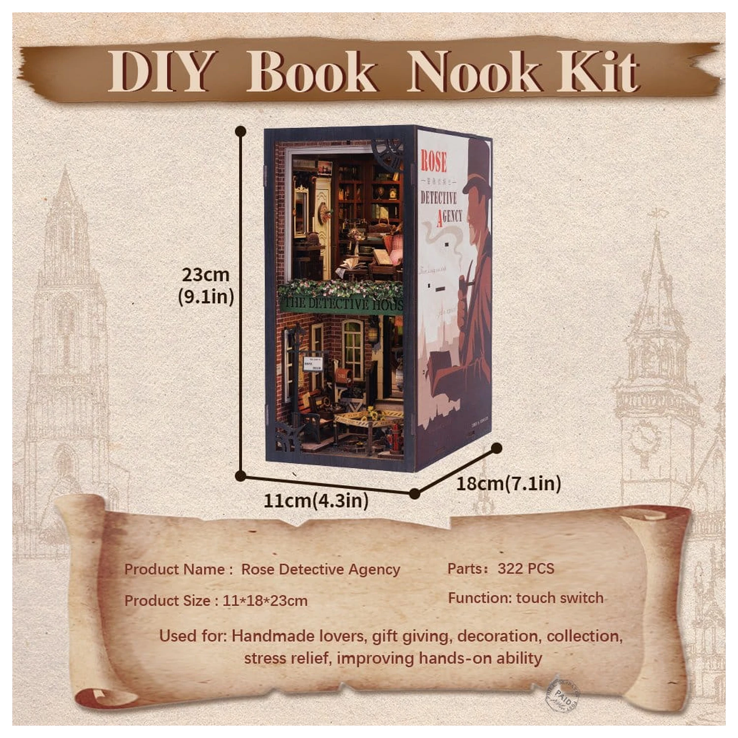 Book Nook Rose Detective Agency 23 x 11 cm Produktfoto