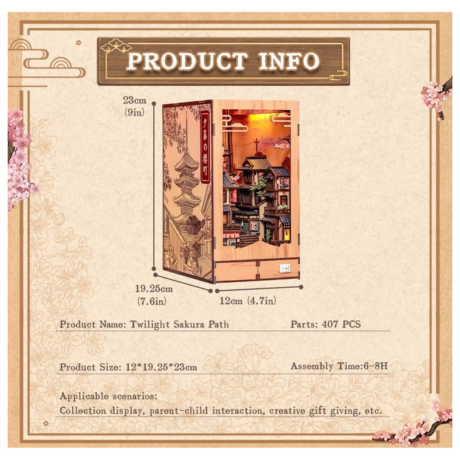 Book Nook Twilight Sakura Pfad 23 x 12 cm Produktfoto