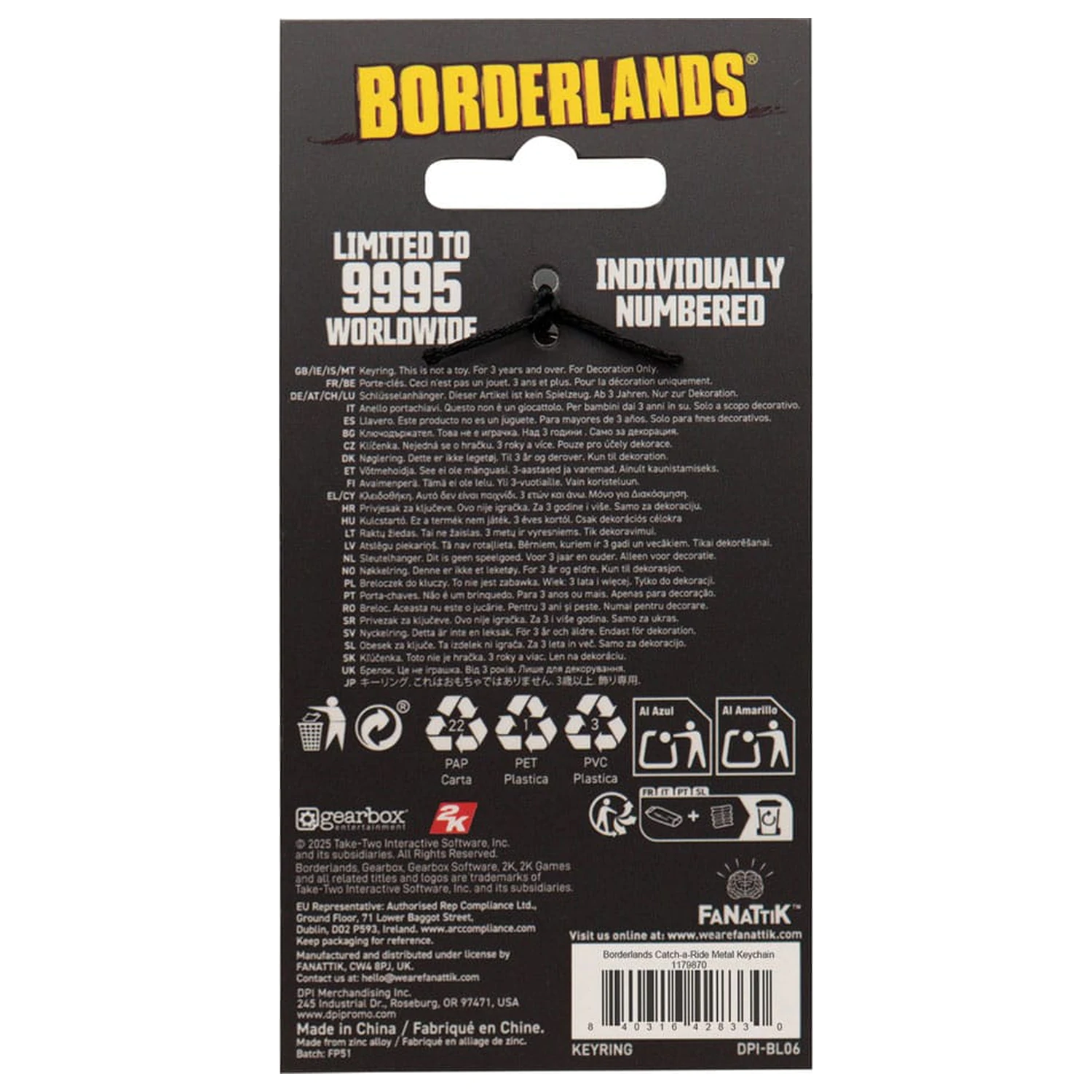 Borderlands Schlüsselanhänger Catch-A-Ride Limitierte Edition Produktfoto
