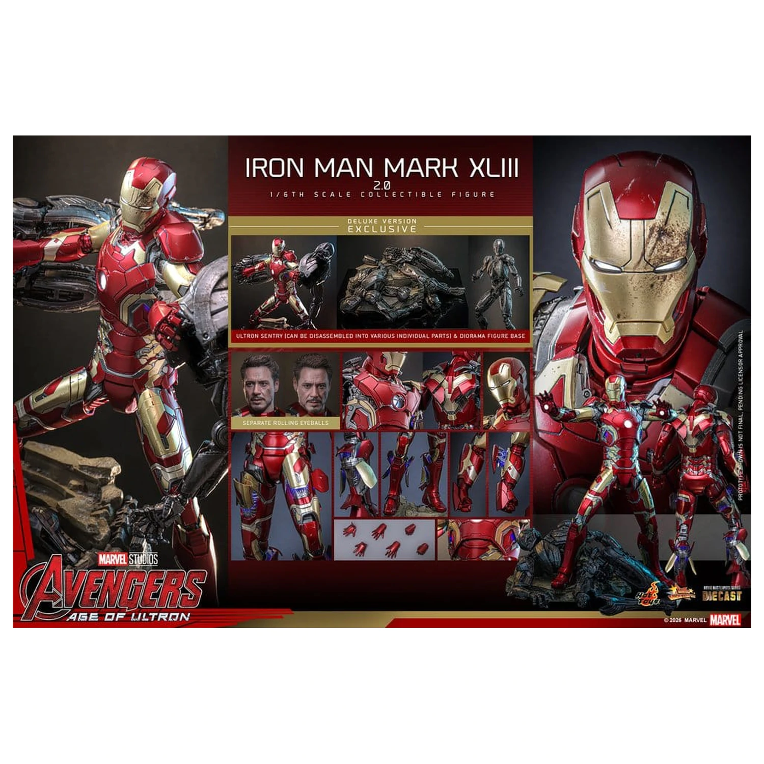 Avengers: Age of Ultron Movie Masterpiece Diecast Action Figur 1/6 Iron Man Mark XLIII (2.0) (Deluxe Version) 32 cm Produktfoto