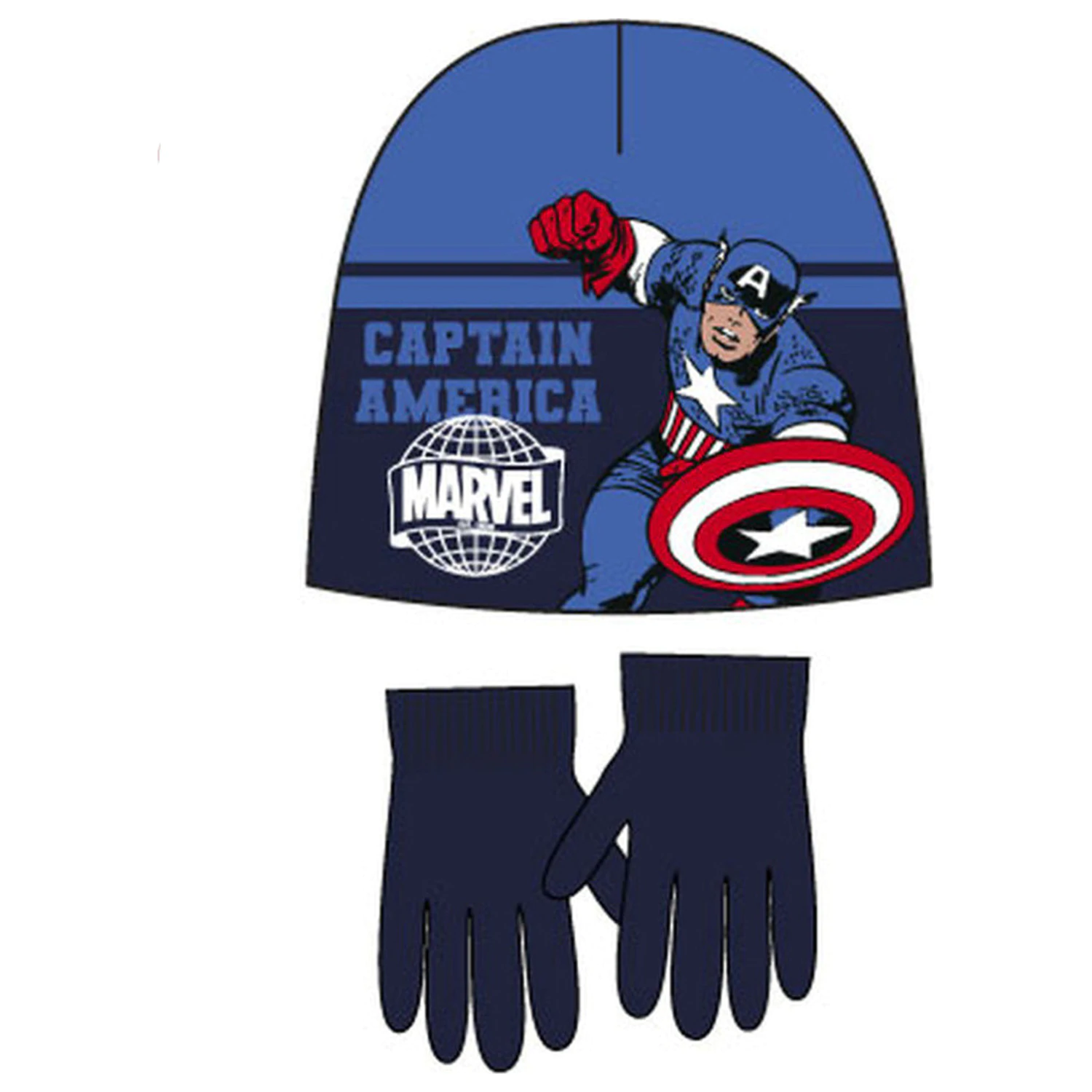 Avengers Captain America blauer Kinder Hut + Handschuhe Set 52 cm Produktfoto
