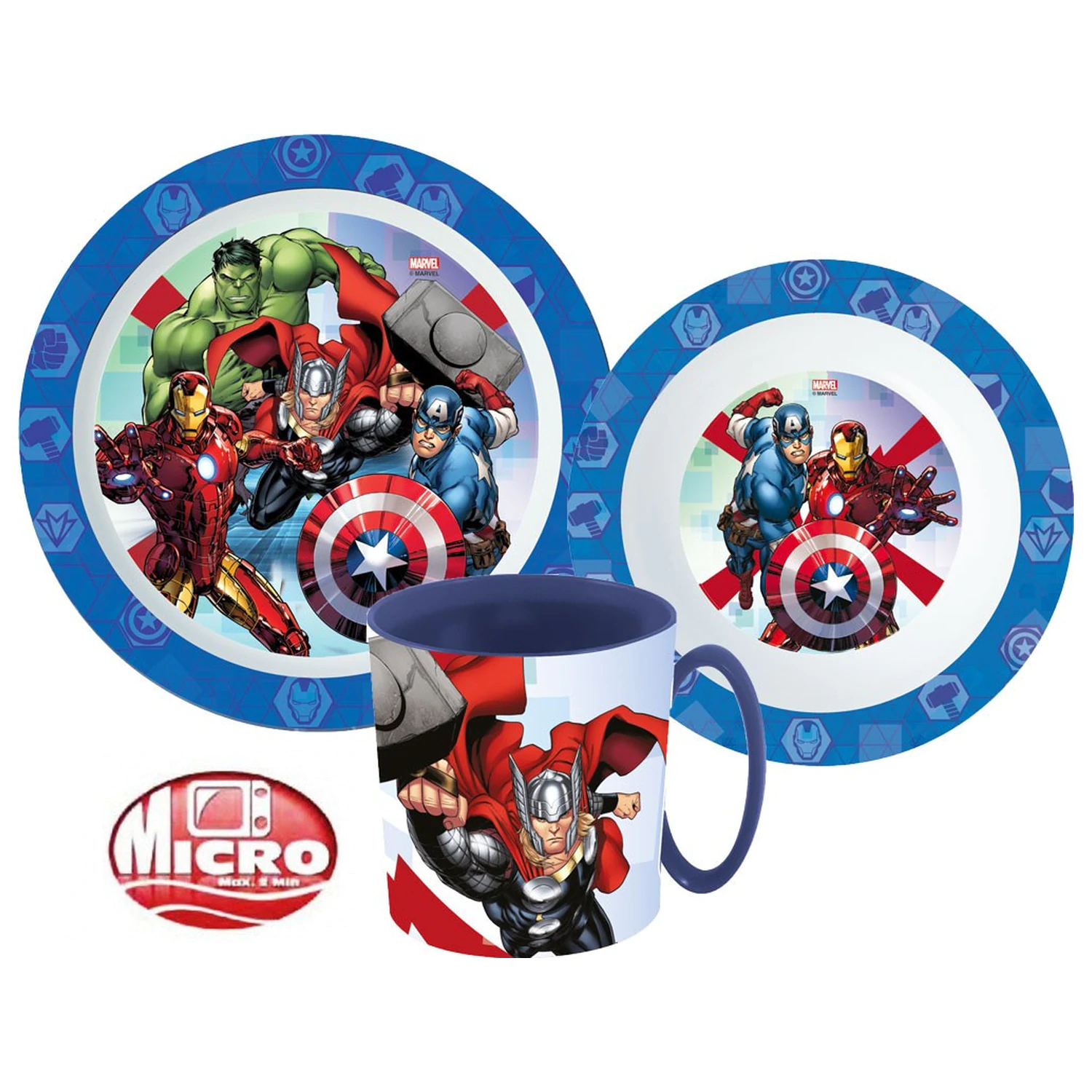 Avengers Rolling Thunder Geschirrset, Micro Kunststoff Set mit Becher 350 ml Produktfoto