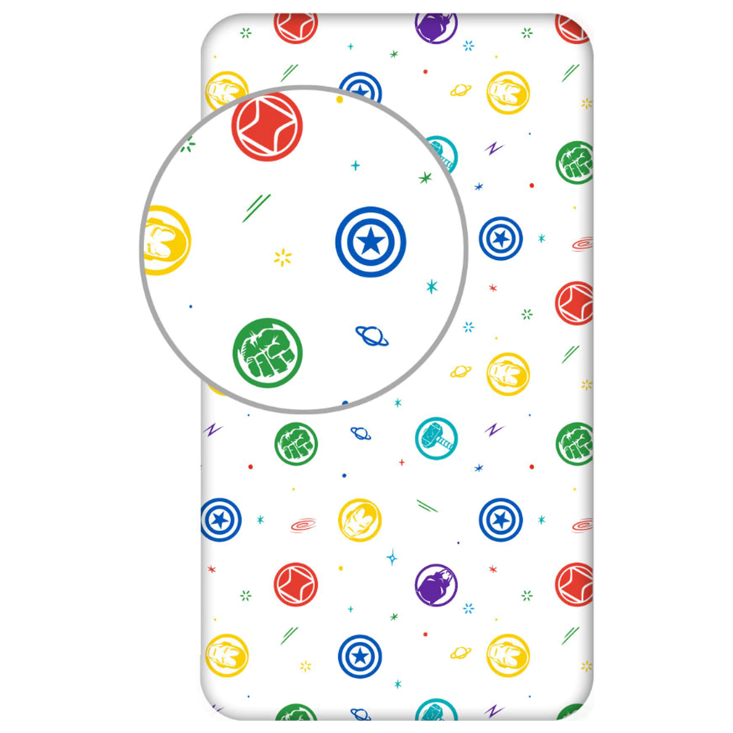 Avengers Symbole Spannbettlaken 90x200 cm Produktfoto