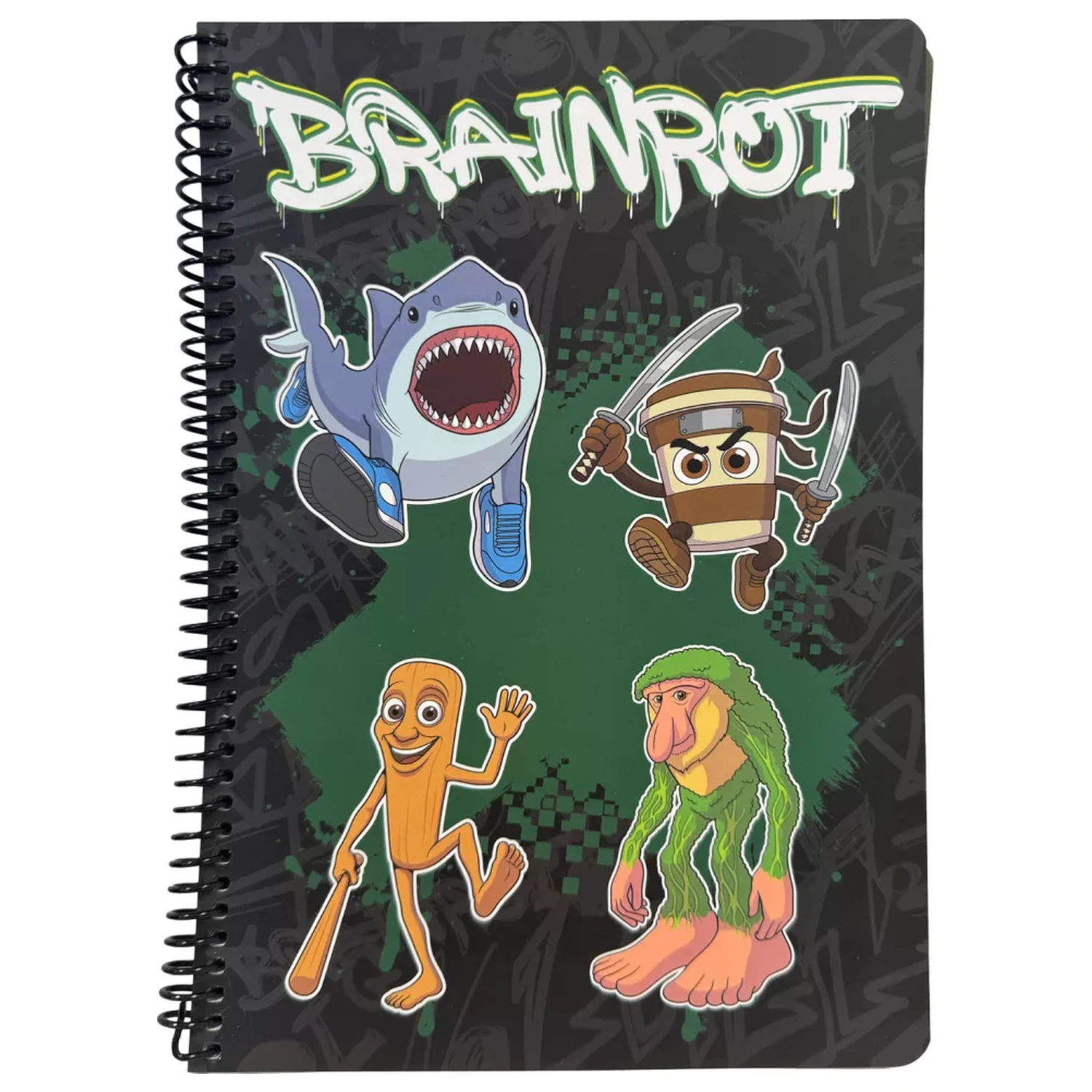 Brainrot Green B/5 liniertes Spiralnotizbuch, 70 Blatt Produktfoto