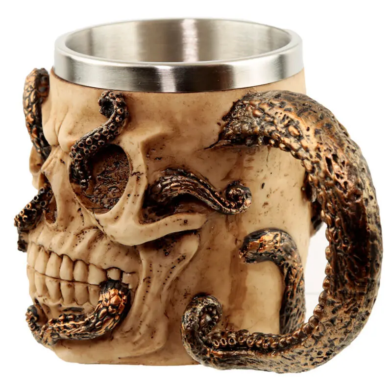 Bronze Skull and Octopus Krug Produktfoto