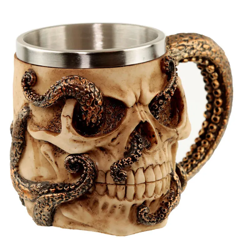 Bronze Skull and Octopus Krug Produktfoto