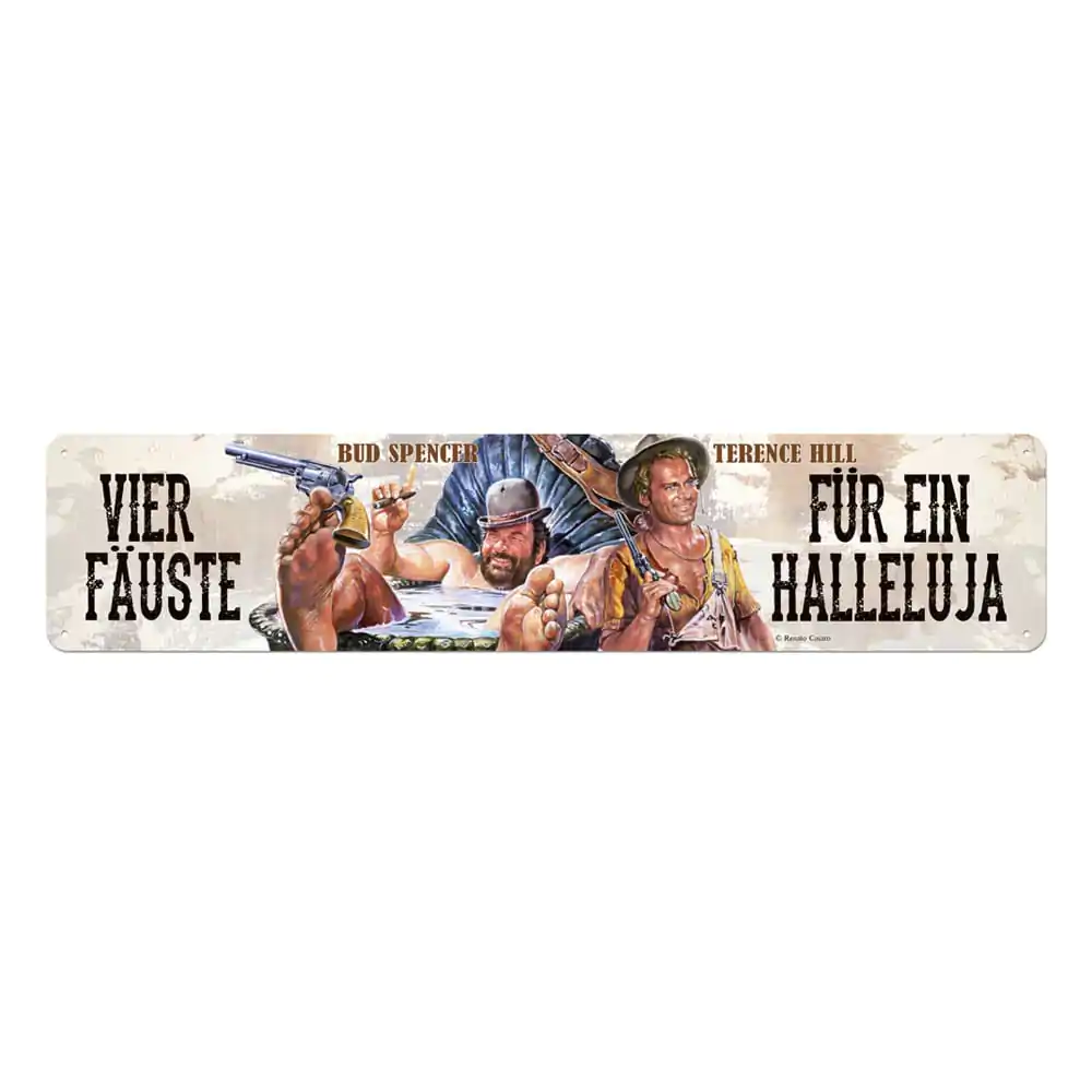 Bud Spencer &amp; Terence Hill Blechschild Vier Fäuste für ein Halleluja 46 x 10 cm Produktfoto