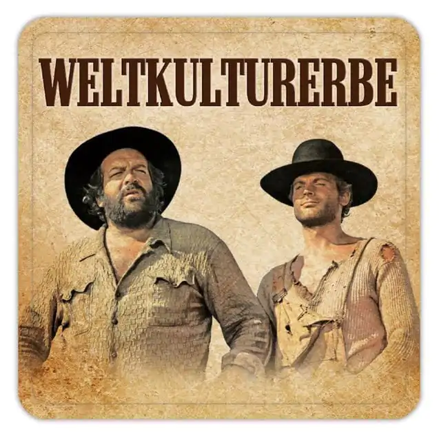 Bud Spencer & Terence Hill Tin Untersetzer Weltkulturerbe 10 x 10 cm Produktfoto