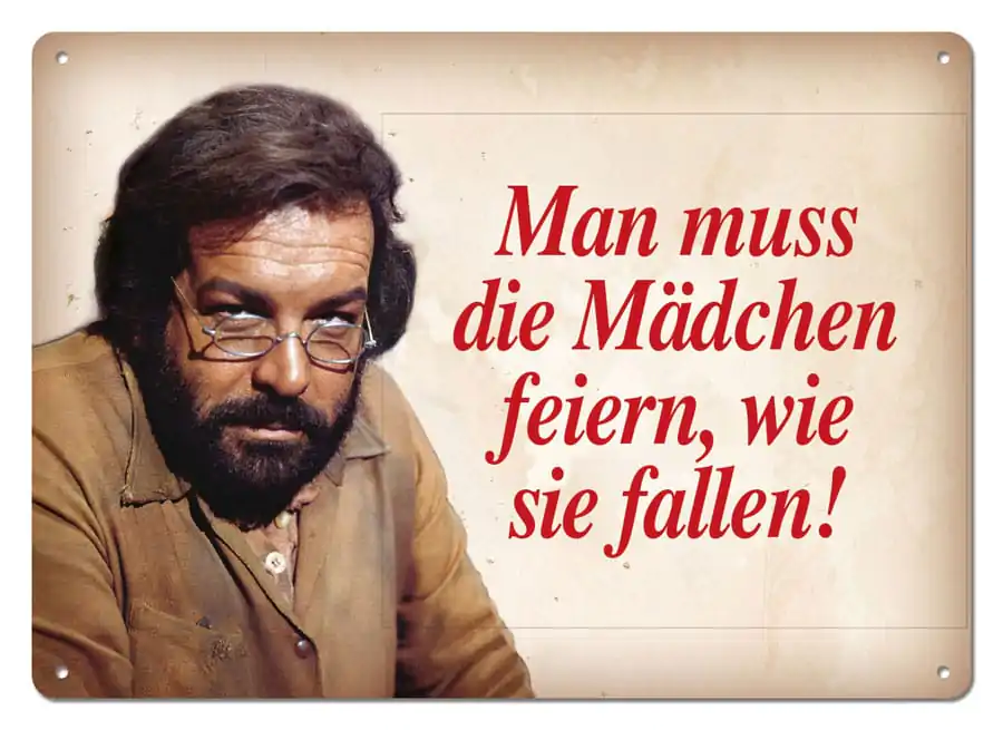 Bud Spencer Blechschild Mädchen feiern, wie sie fallen 10 x 15 cm Produktfoto